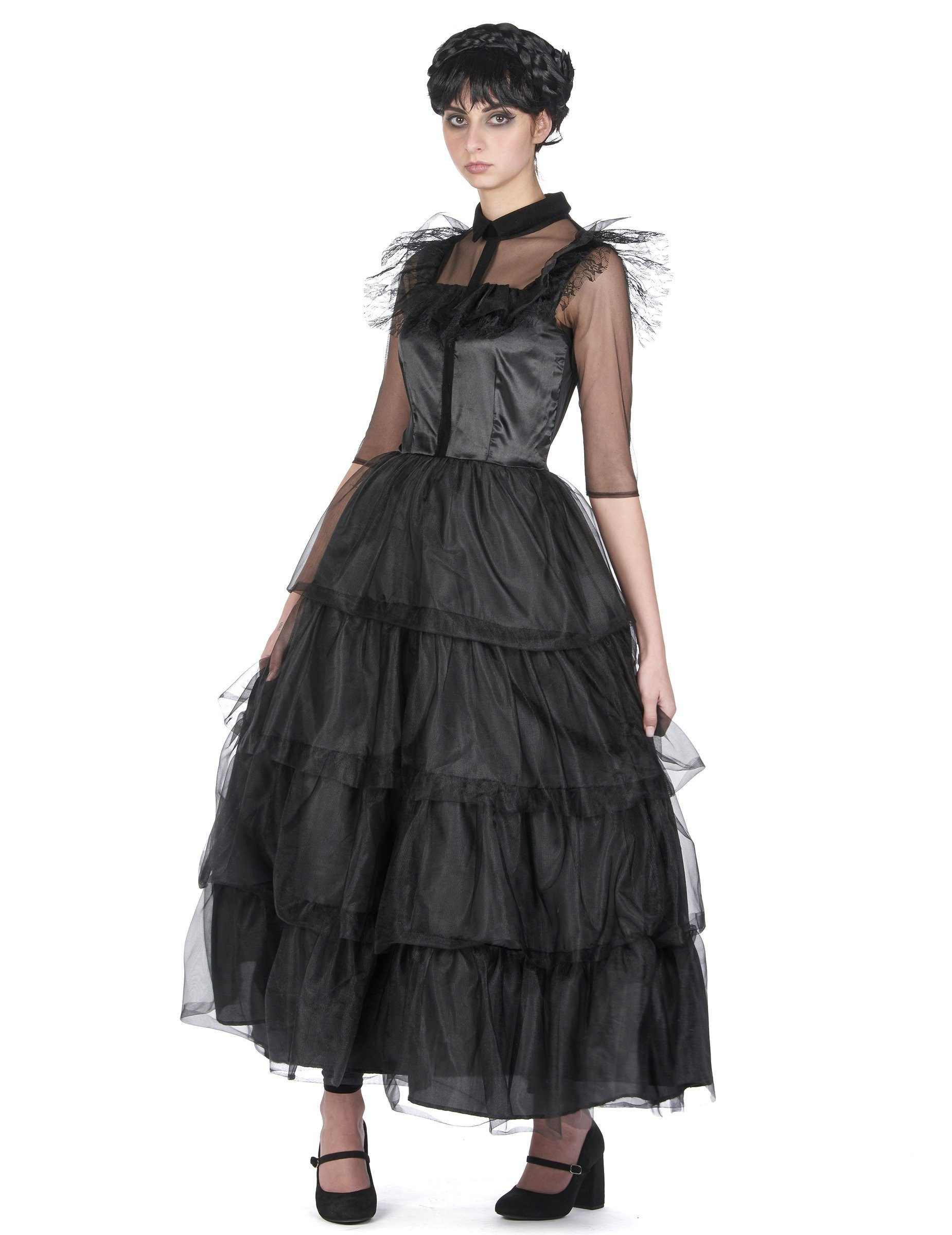 Kostüm Gothic-Kleid für Damen 2-teilig schwarz