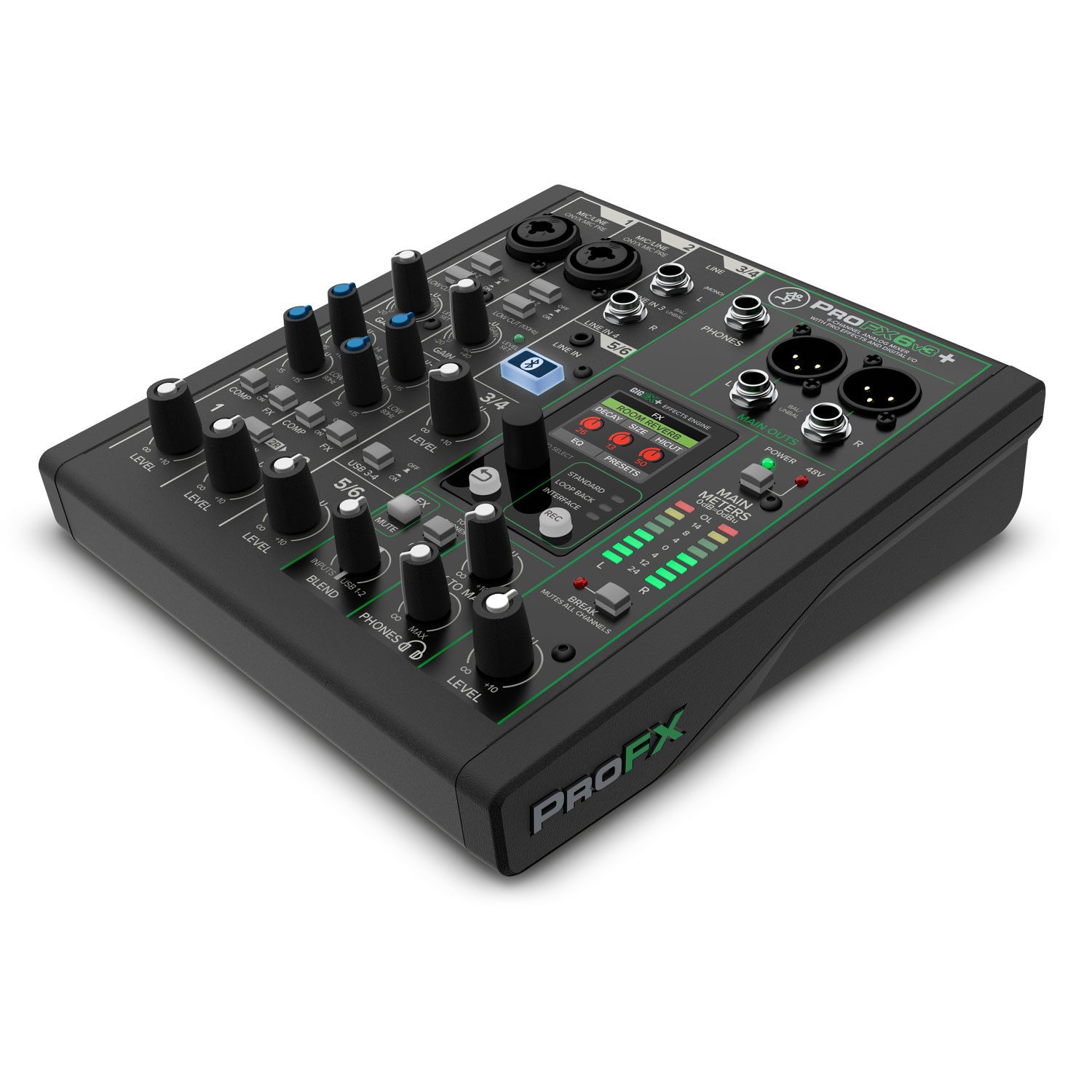 MACKIE Mackie Mischpult ProFX6v3+ 6-kanaliger Analogmixer Digitales Aufnahmegerät (6-kanaliger Analogmixer mit Bluetooth)
