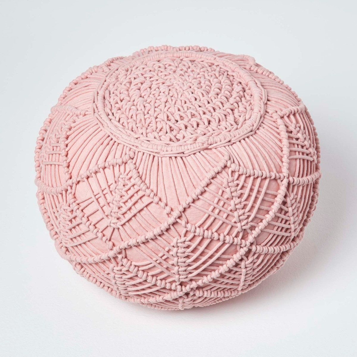 Homescapes Pouf Gehäkelter Pouf, rosa, 35 x 40 cm