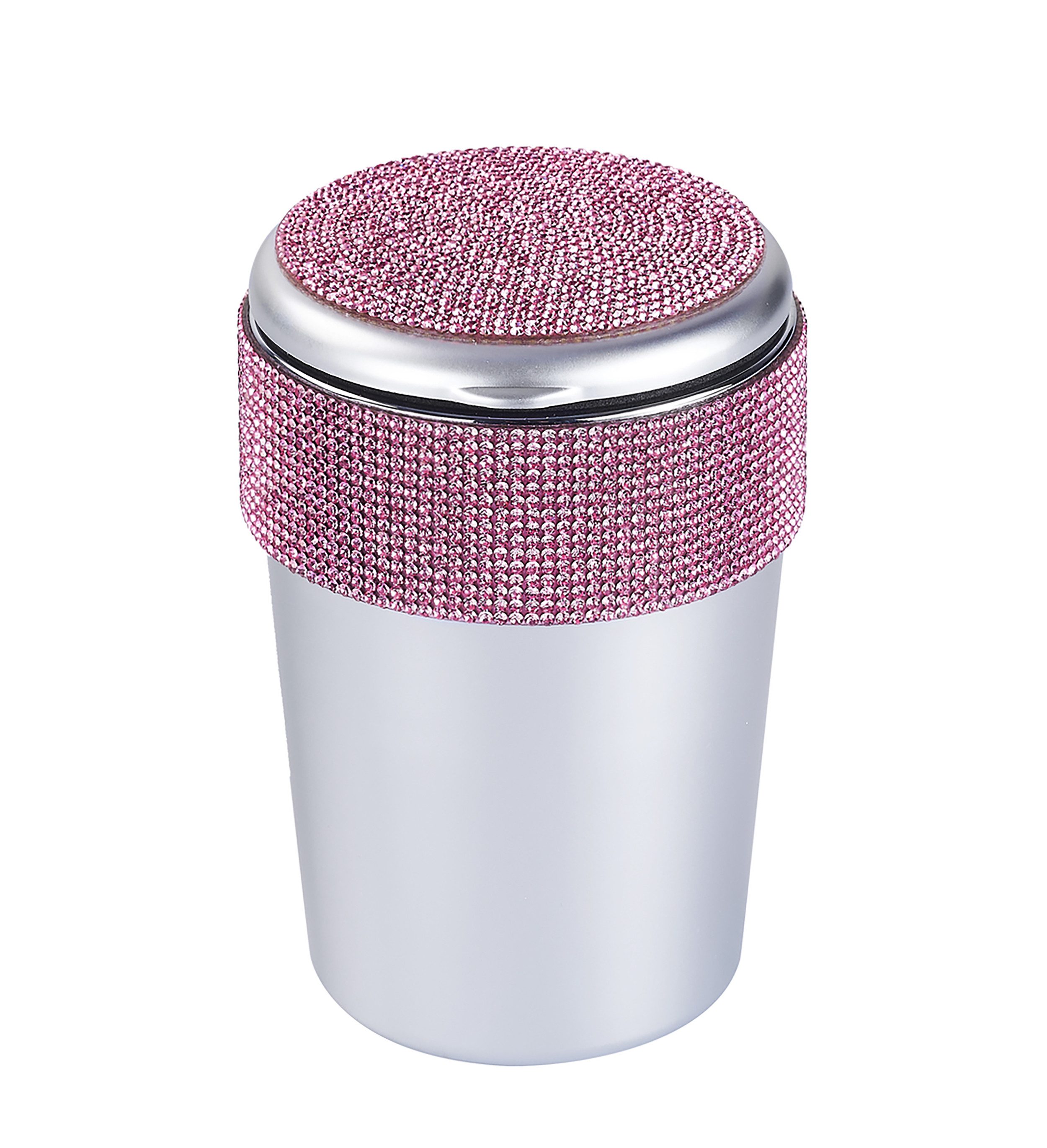 CHAMP Пепельницы AUTO ASCHENBECHER "Bling Bling" mit Deckel LED-Licht 55 (Rosa), Getränkehalter Strasssteinen Autoaschenbecher Beleuchtung Gluttöter
