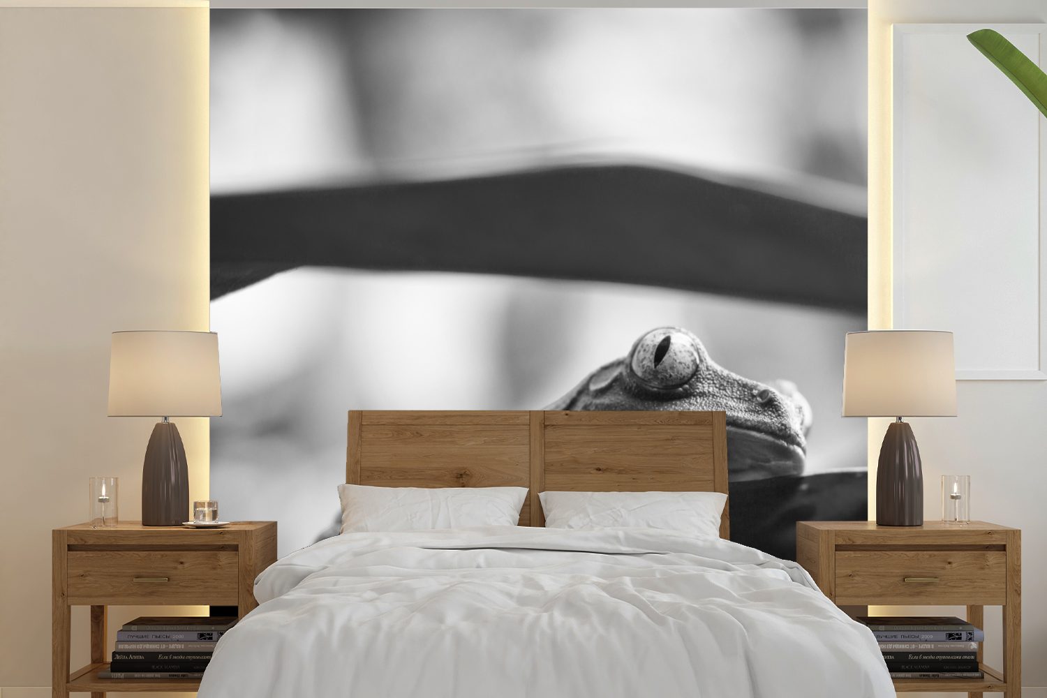Wandtapete Fototapete Schlafzimmer, Wohnzimmer und bedruckt, Ricas Vinyl (5 St), für in MuchoWow Frösche Costa oder Schwarz Weiß, Natur in der Matt, Tapete