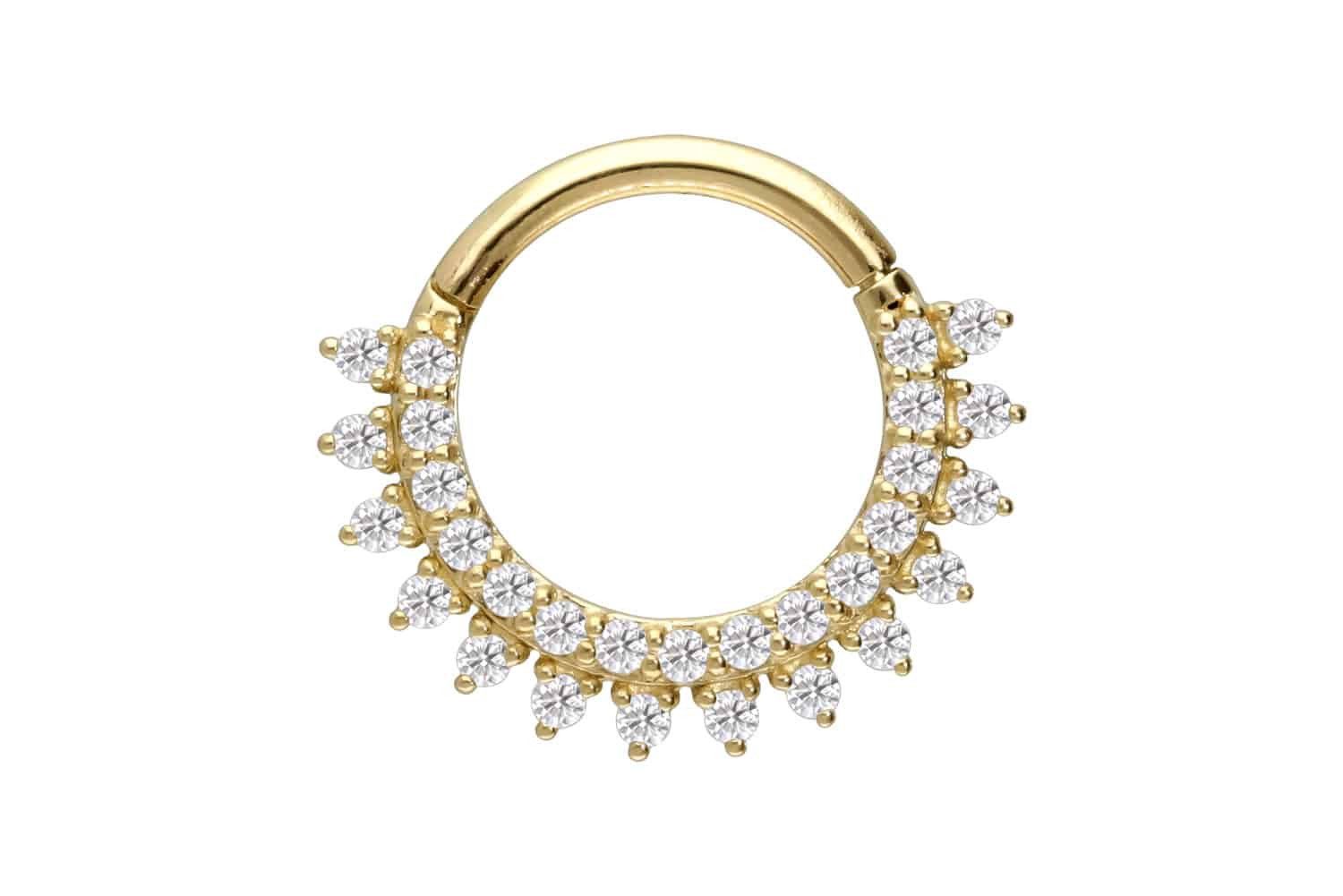 Nasenpiercing 14/18 Karat Gold Segmentring Clicker EINGEFASSTE MOISSANITE