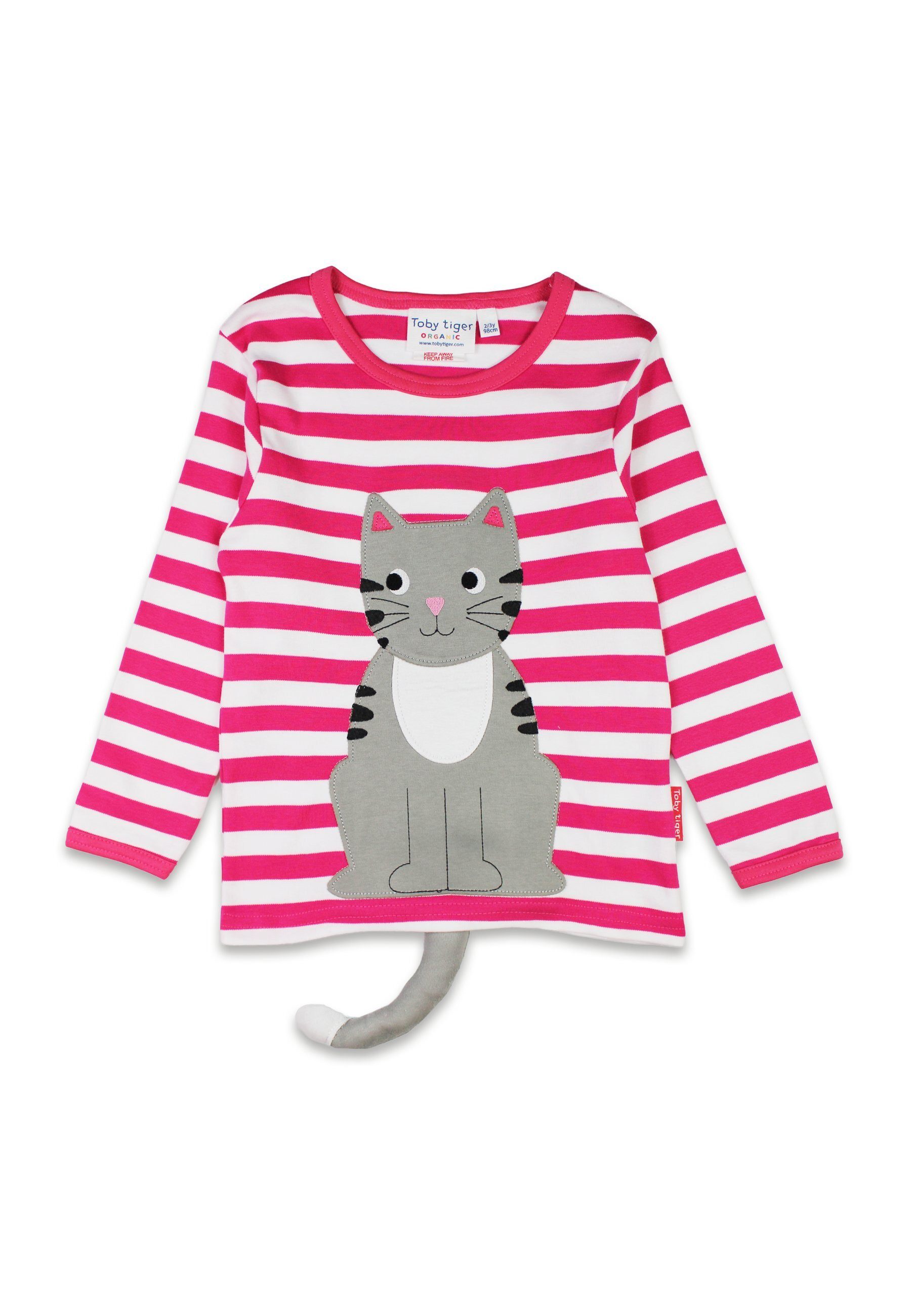 Toby Tiger Langarmshirt Langarmshirt mit Kätzchen Applikation