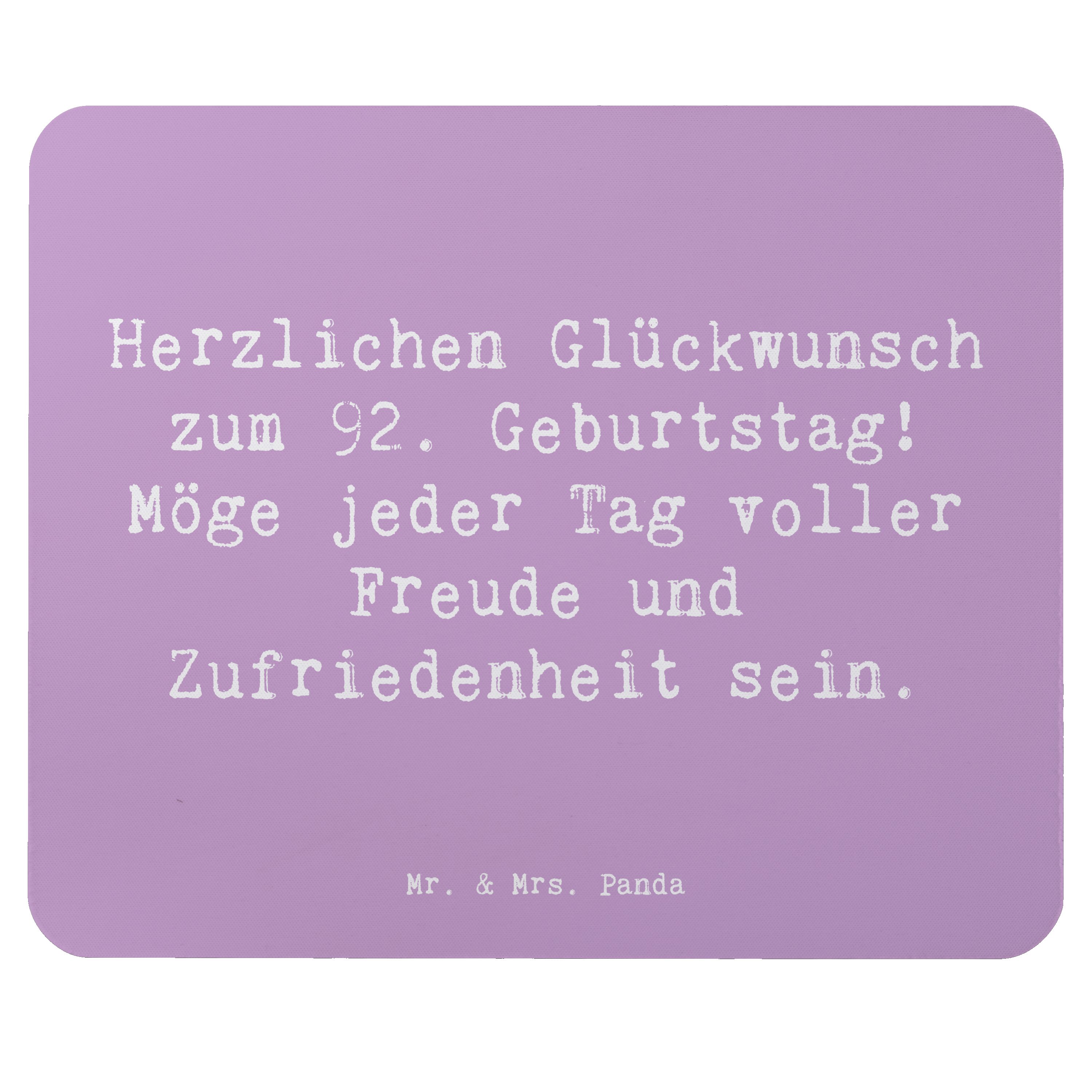 Mauspad Spruch 92. Geburtstag Freude - Lavendeltraum - Geschenk, Wertschätzun