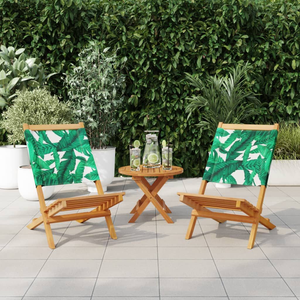 vidaXL Gartenstuhl Gartenstühle 2 Stk. Blattmuster günstig online kaufen