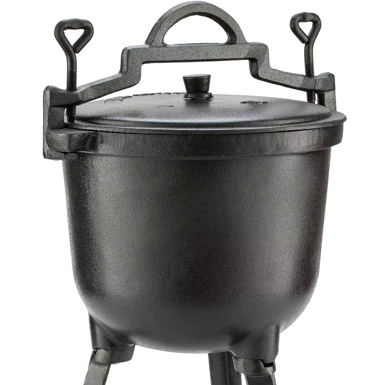 King Hoff Kochtopf Gusseisen Camping-Kochtopf 8L, Lagerfeuer-Topf emailliert Beine 15kg, 8L gusseiserner Lagerfeuertopf mit Beinen weißer Emaille-Beschichtung – Bild 4 von 5