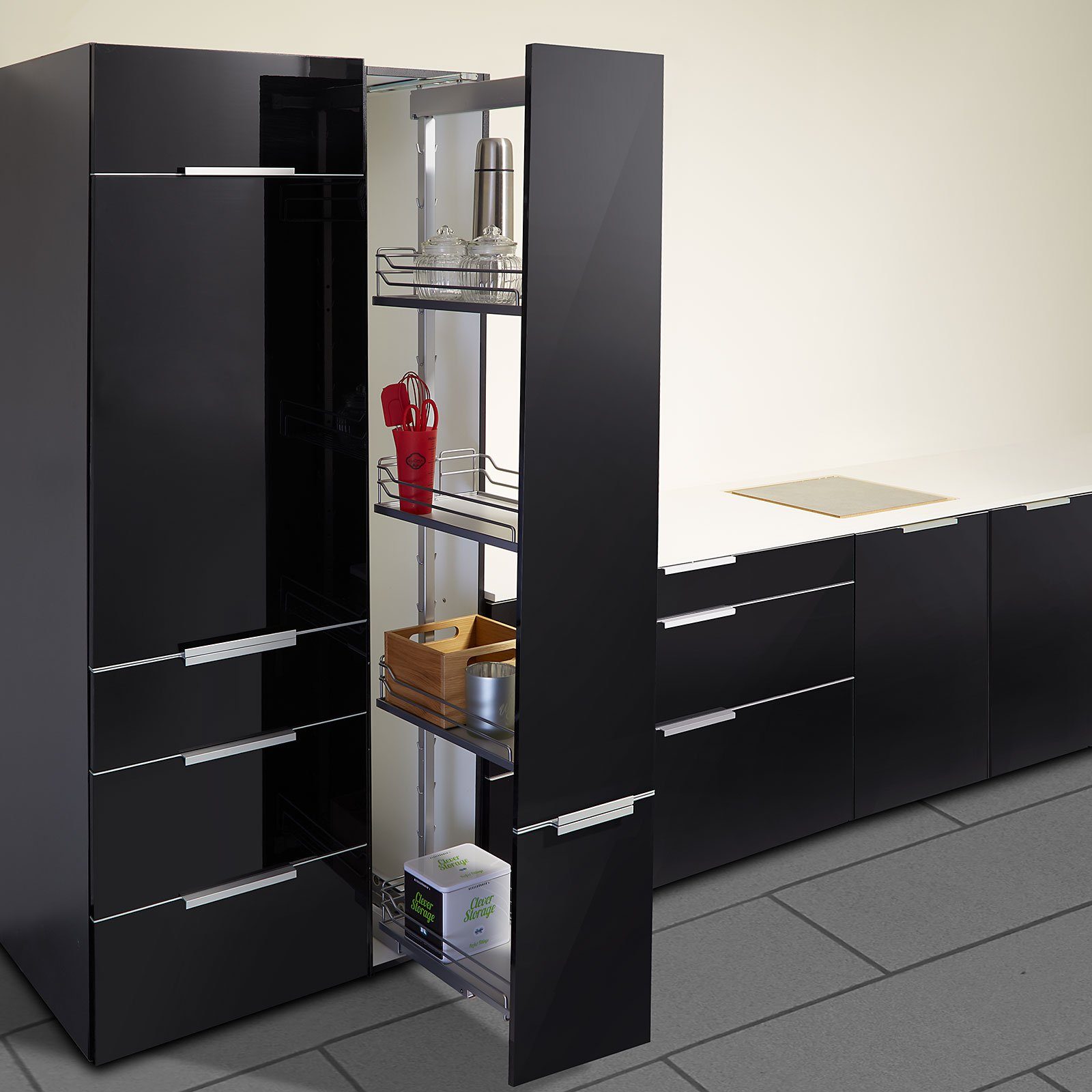 Kesseböhmer Auszugsboden Dispensa-X Arena Classic silbergrau Apothekerauszug, für Korpusbreite 30 cm und Korpusinnenhöhe 120-230 cm
