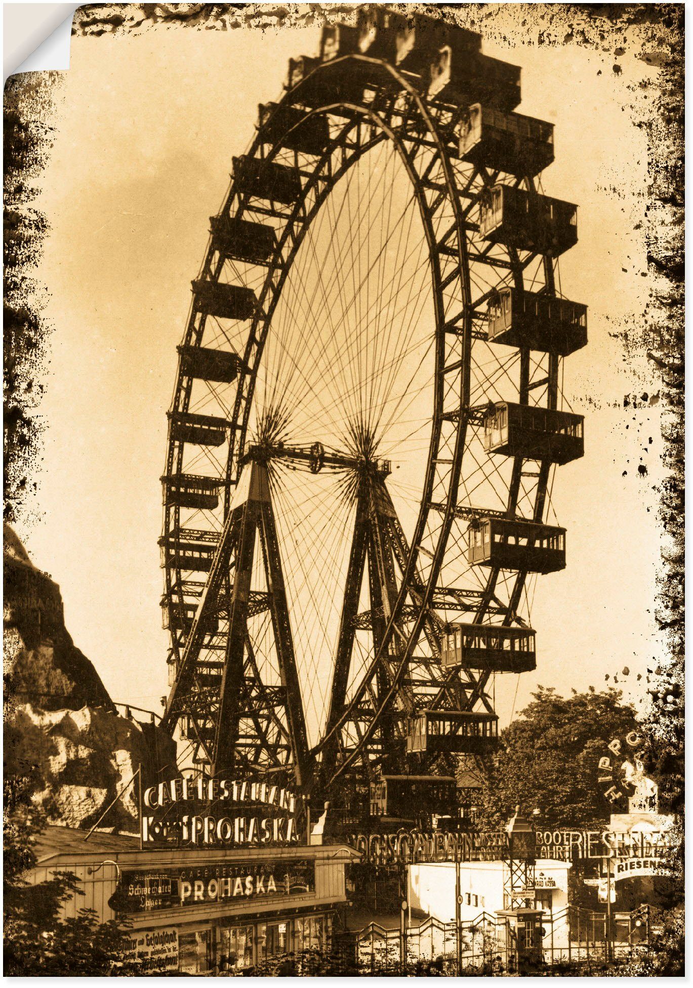 Artland Wandbild Wien Größen oder Gebäude (1 - versch. Wandaufkleber als St), in Poster Prater, Leinwandbild