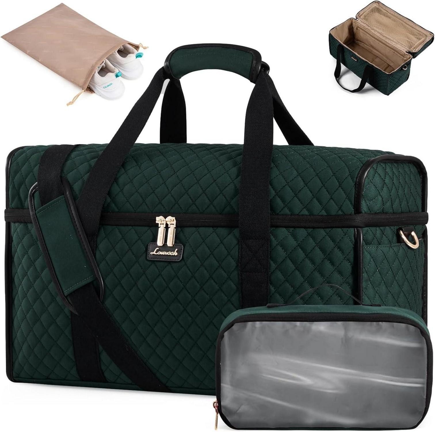 LuxusKollektion Reisetasche Reisetasche Damen Große Öffnung Weekender Handgepäck Tasche Grün