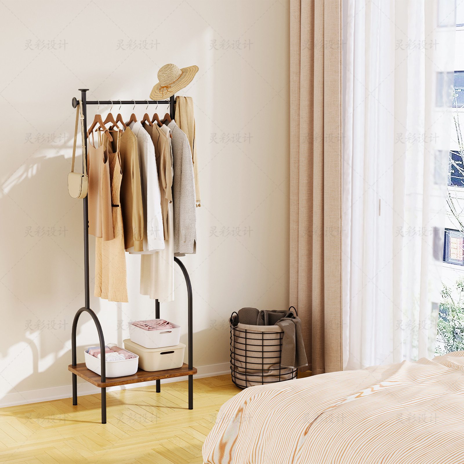 YOLEO Garderobenständer Garderobe Metall Kleiderständer mit Regal und Haken günstig online kaufen