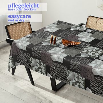 ANRO Tischdecke Tischdecke Wachstuch Premium Ornamente Schwarz Robust Wasserabweisend, Prägung