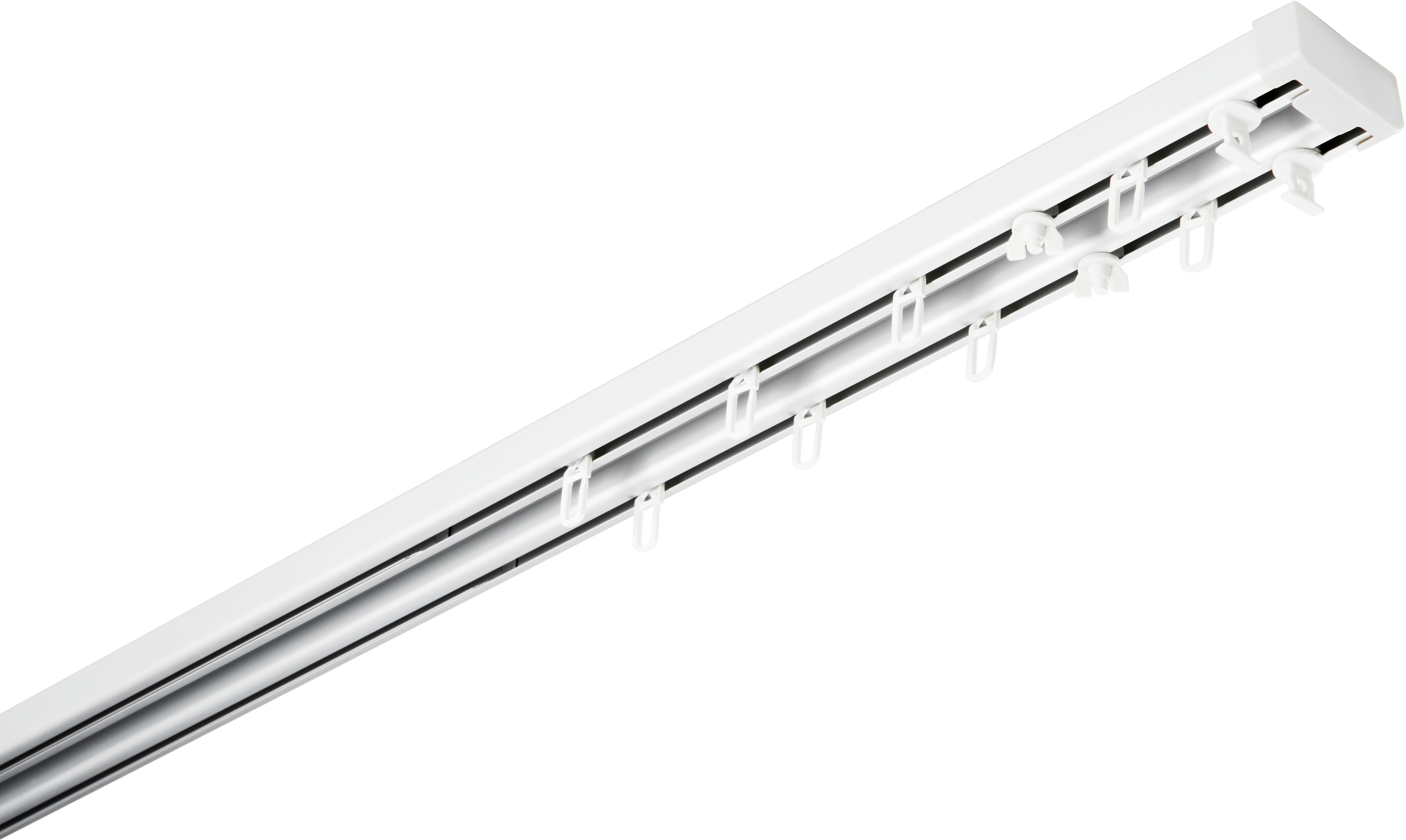 GARDINIA Vorhangschiene Aluminium-Vorhangschienen Set 2-Lauf, 2-läufig, Fixmaß, mit Bohren, Aluminium, 2-läufig