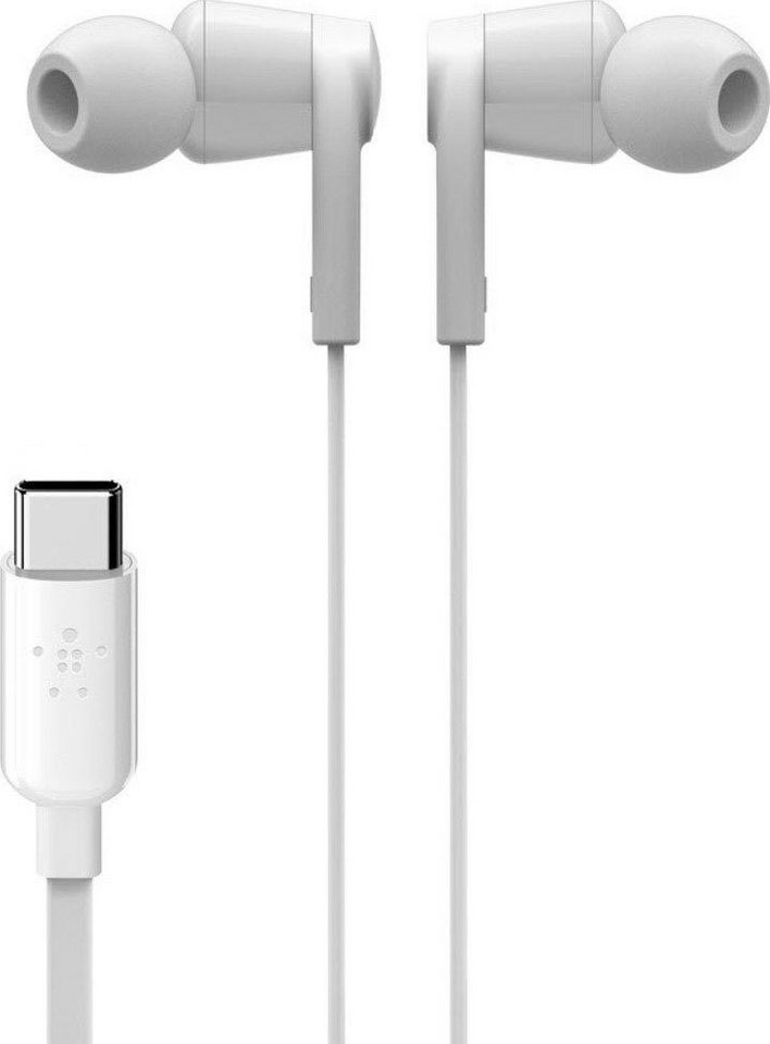 Belkin Rockstar In-Ear Kopfhörer mit USB-C-Stecker Headset ( Geräuschisolierung), Flaches Kabel verhindert Verheddern