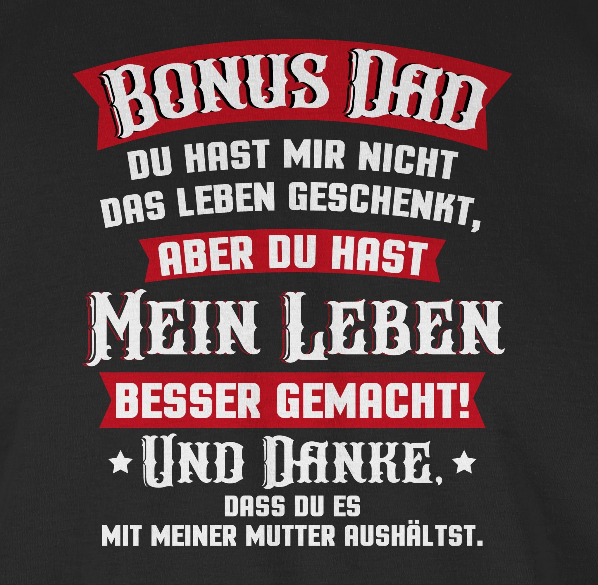Shirtracer T-Shirt Bonus Dad Vatertag Schwarz Geschenk - 01 Papa rot/weiß für
