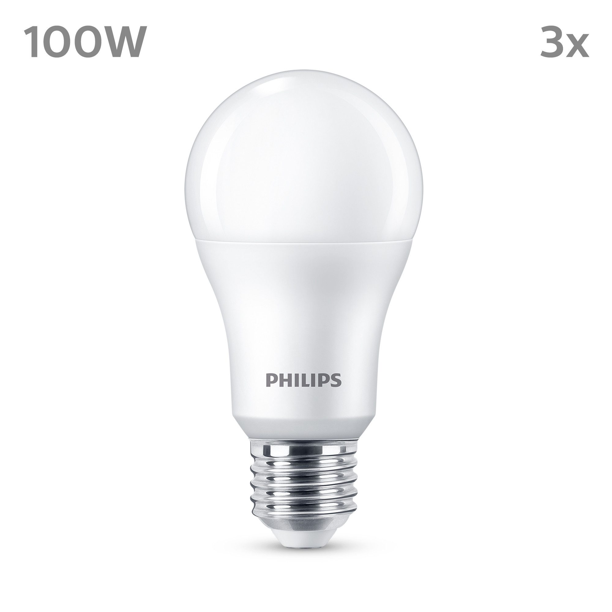Philips LED-Leuchtmittel 100W Non-Dim, E27, 3 St., Warmweiß
