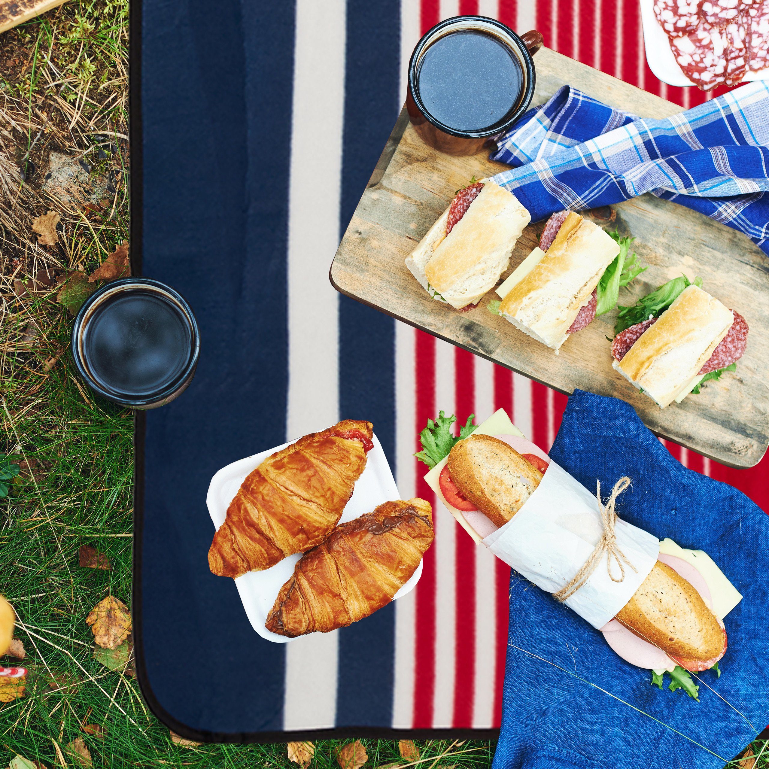 Picknickdecke Picknickdecke rot-blau gestreift, relaxdays