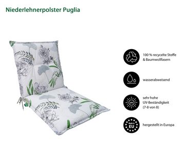 Dehner Polsterauflage Puglia, Baumwolle/Polyester, ca. 50 x 52 x 50 cm, grün, Stuhlkissen wasserabweisend, Polster für Gartenstühle