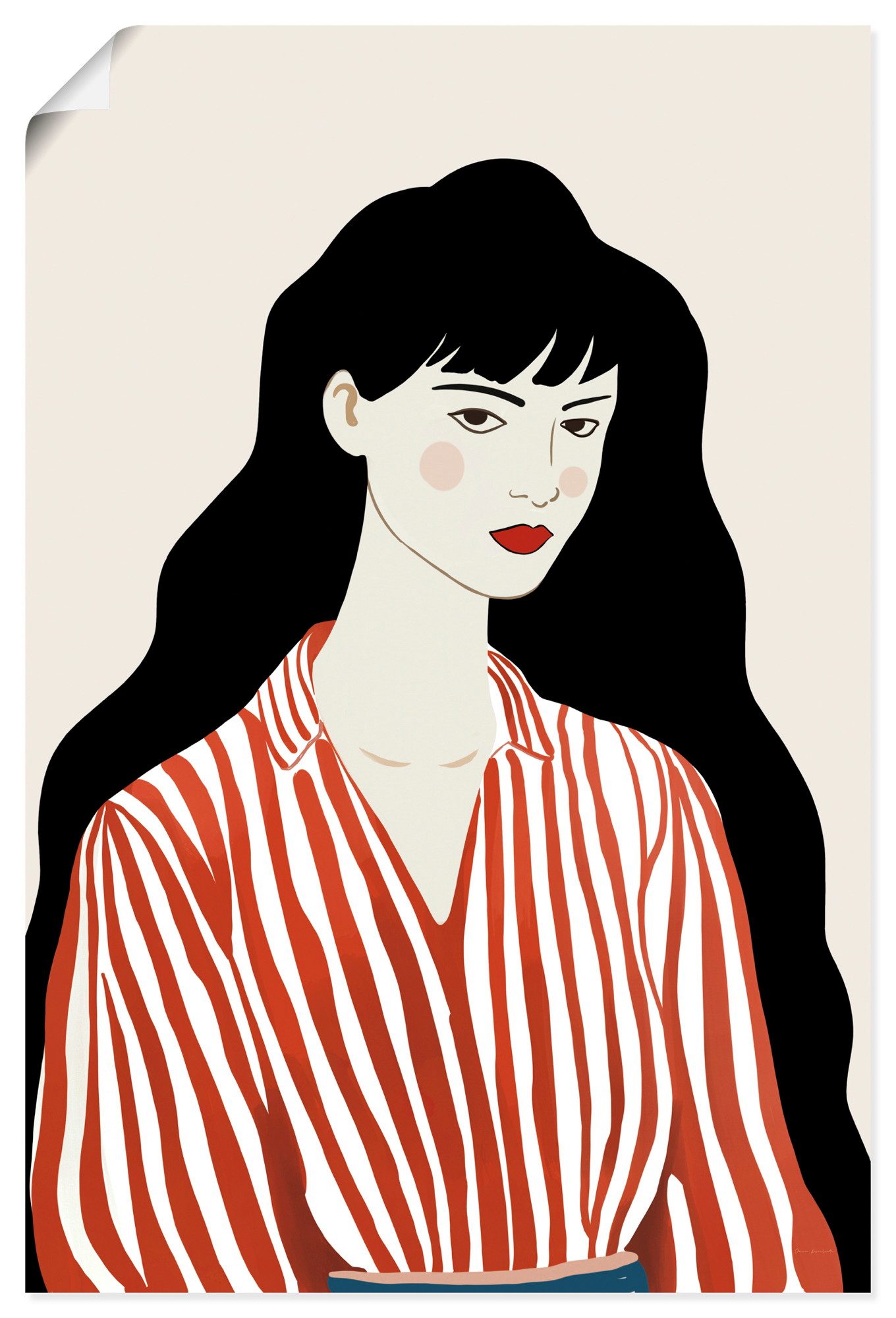 Artland Wandbild Woman in Striped Blouse I, Bilder von Frauen (1 St), als Alubild, Leinwandbild, Poster, Wandaufkleber in verschied. Größen