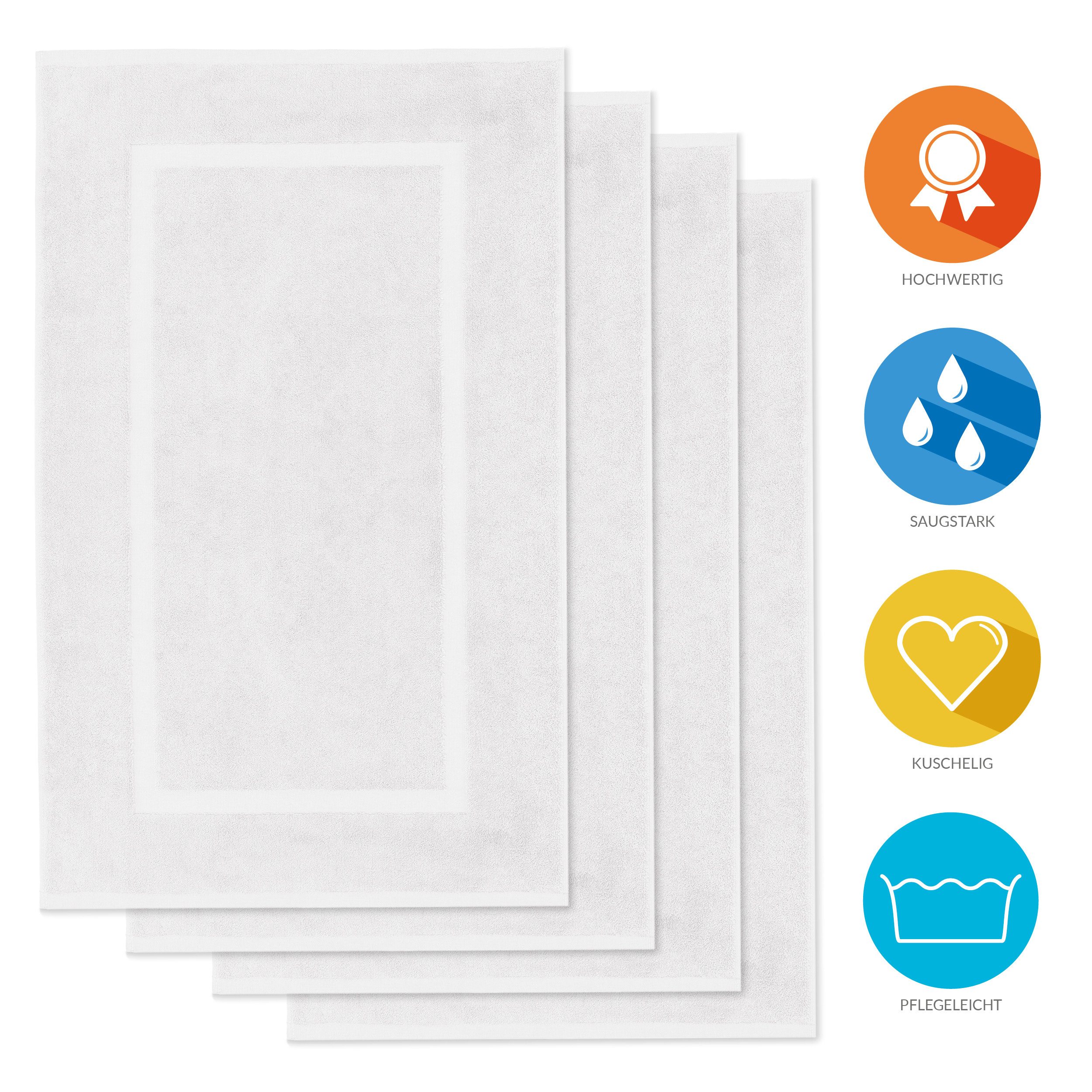 Lavea Badematte 4er Set Elena-Frottierserie 50x80 cm, 100% Baumwolle, 500 g günstig online kaufen