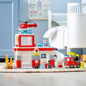 LEGO® Konstruktionsspielsteine »Feuerwehrwache mit Hubschrauber (10970), LEGO® DUPLO«, (117 St), mit Sirenen und Licht; Made in Europe