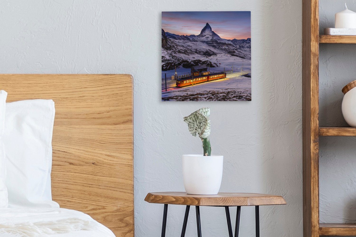 Schlafzimmer St), im Wallis, Kanton (1 Gornergratbahn Leinwandbild dem Wohnzimmer Leinwand vor Matterhorn Schweizer OneMillionCanvasses® für Bilder