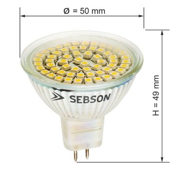 SEBSON LED-Leuchtmittel LED Lampe GU5.3 / MR16 warmweiß 3.5W 280lm 12V DC Leuchtmittel
