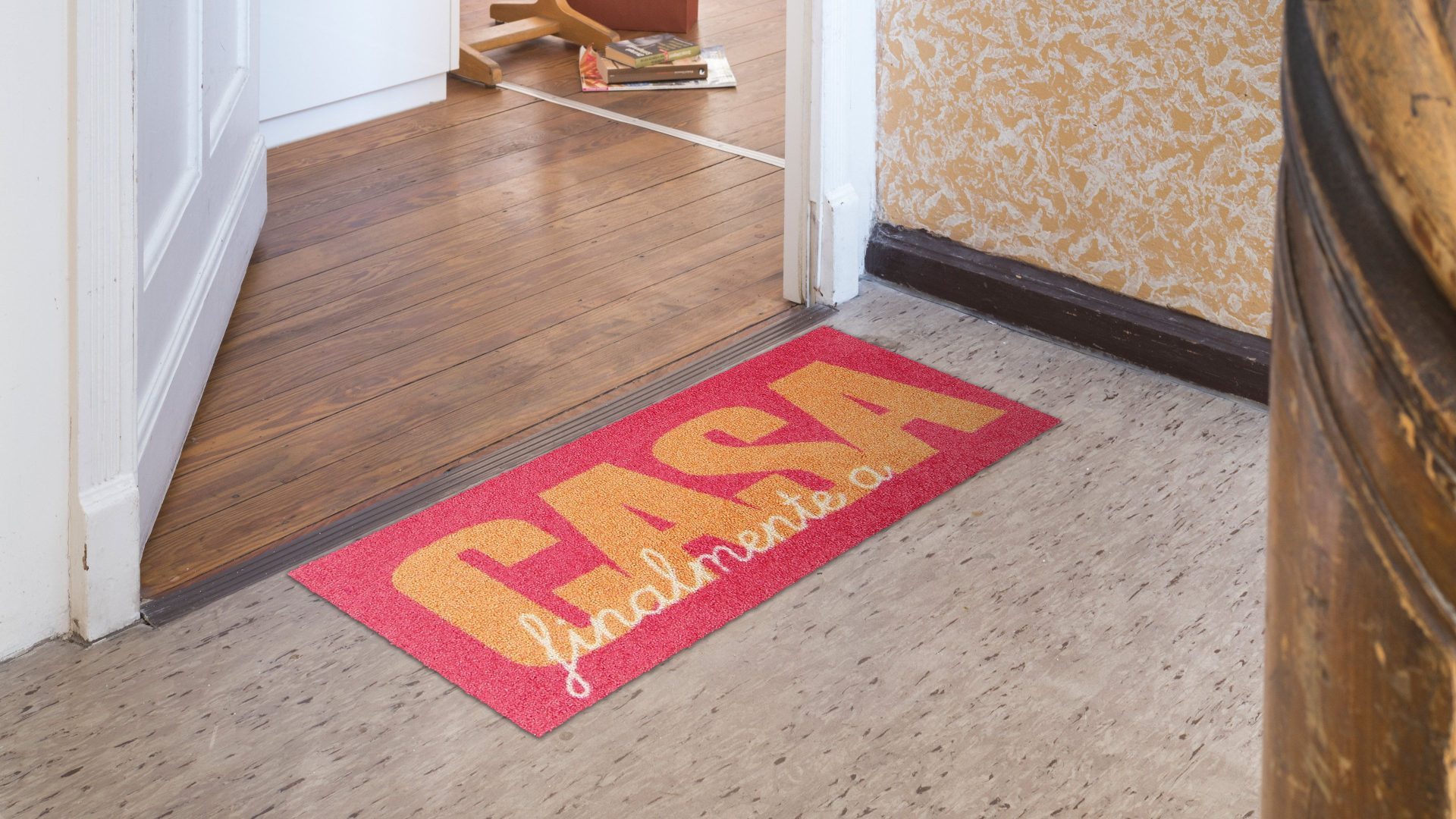 Salonloewe Läufer Fußabtreter klein 30x75 Casa Type pink-orange, Läufer Mini, Höhe: 300 mm