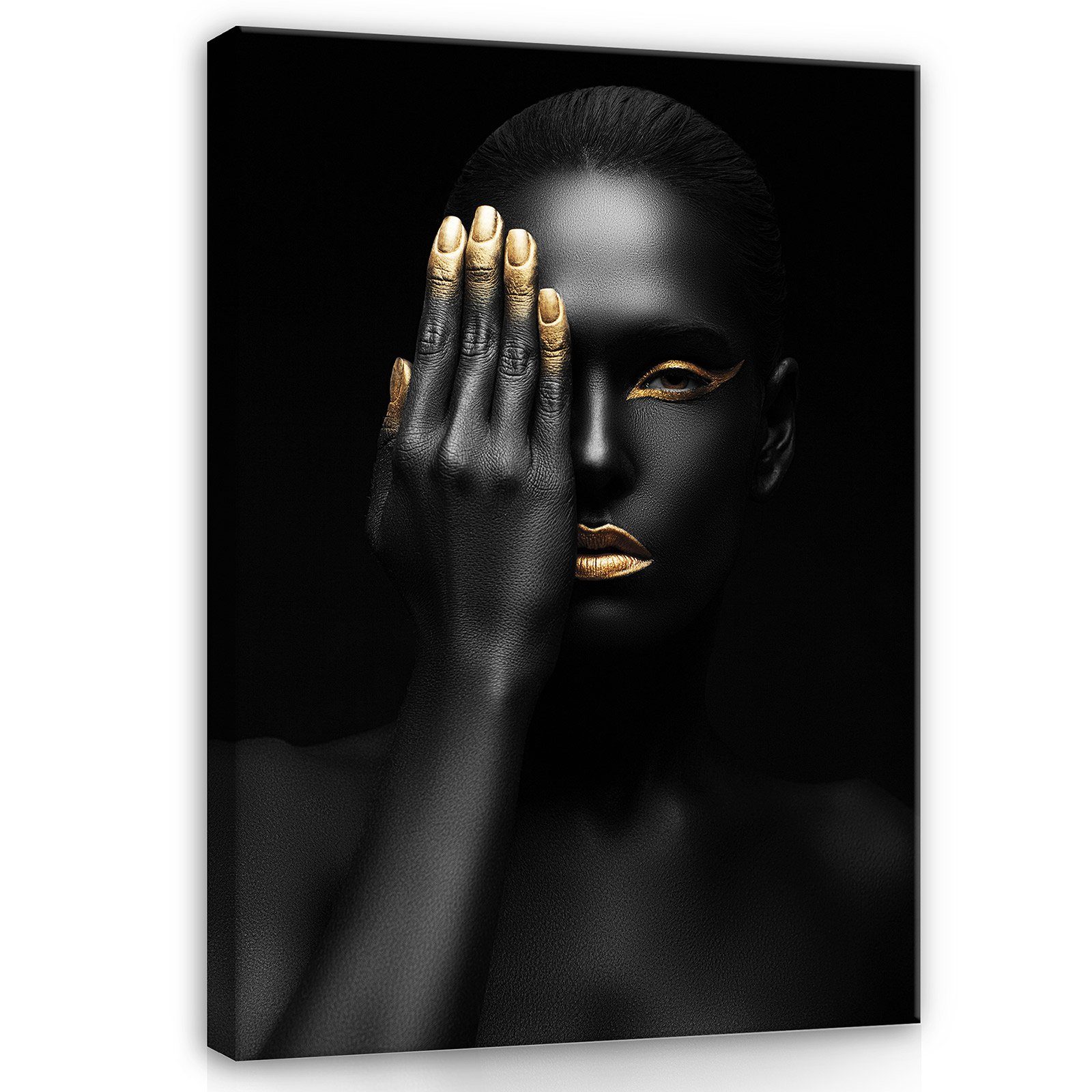 Wallarena Leinwandbild Frau Schwarz Gold Glamour günstig online kaufen