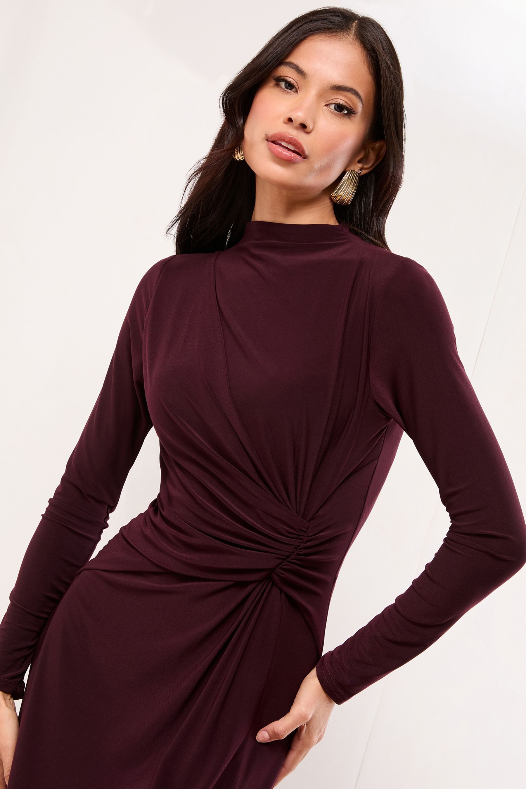 LIPSY Midikleid Lipsy Jersey-Midikleid mit Knotendetail, Petite (1-tlg)