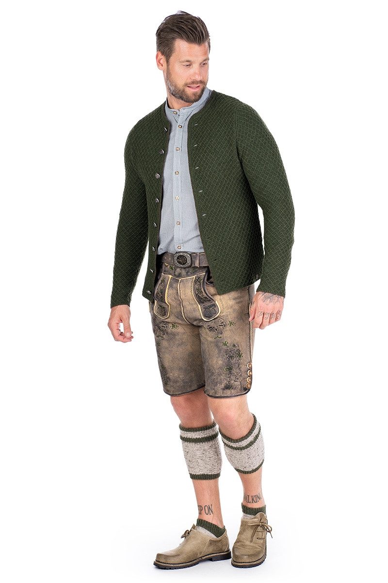 Spieth & Wensky Trachtenstrickjacke Trachten Strickjacke Herren - GREIFENBERG - oliv