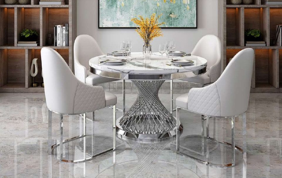 Xlmoebel Esstisch Großer Tisch aus Edelstahl im Jugendstil mit königlichem Luxus (1-St., Esstisch), Hergestellt in Europa