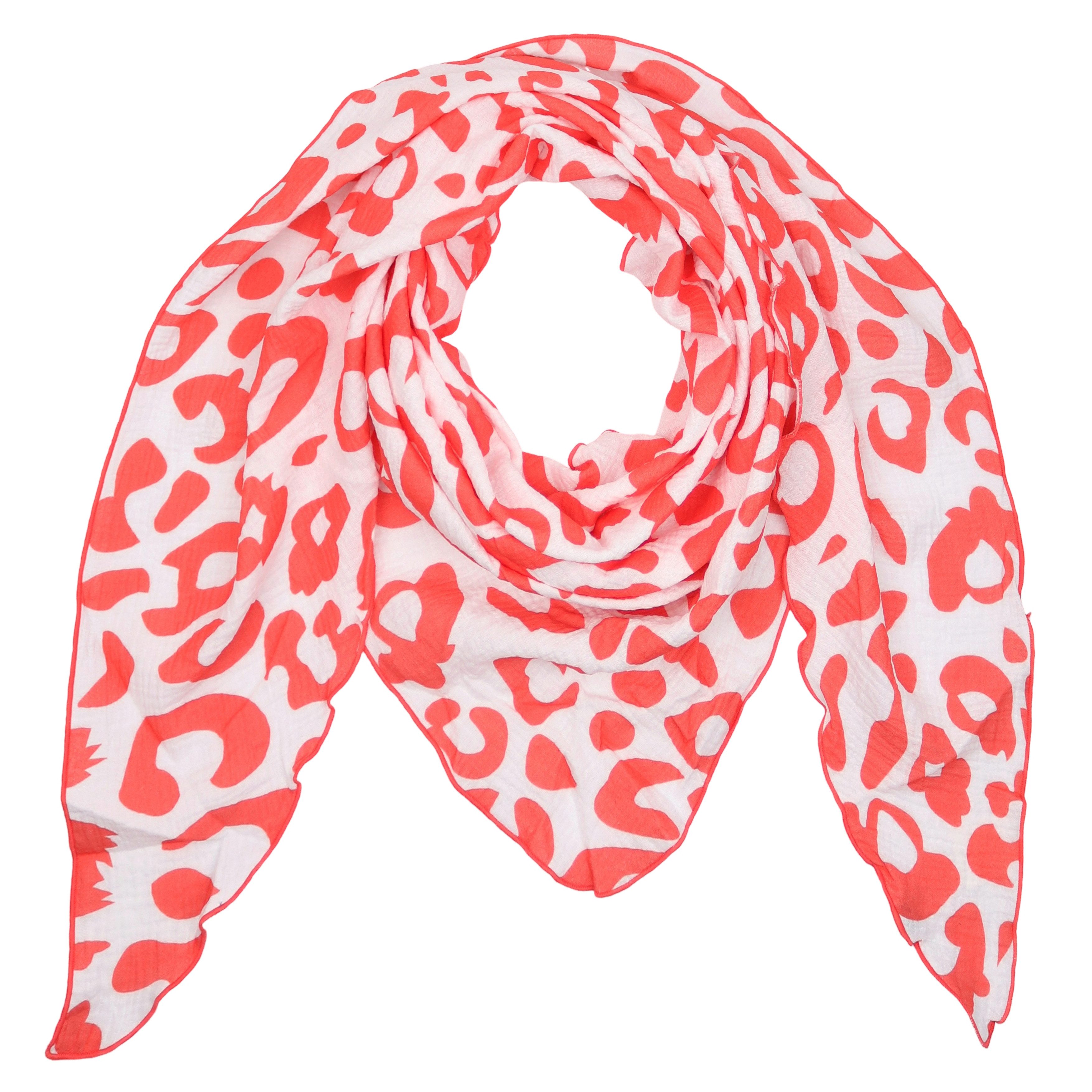 MIRROSI Dreieckstuch Aus Musellin Dreiecksschal ca.195x90 cm, Made in Italy Leopard, (Leicht, ideal für das ganze Jahr; 100% Baumwolle), in tollen Farben (Leo XXL Muster)