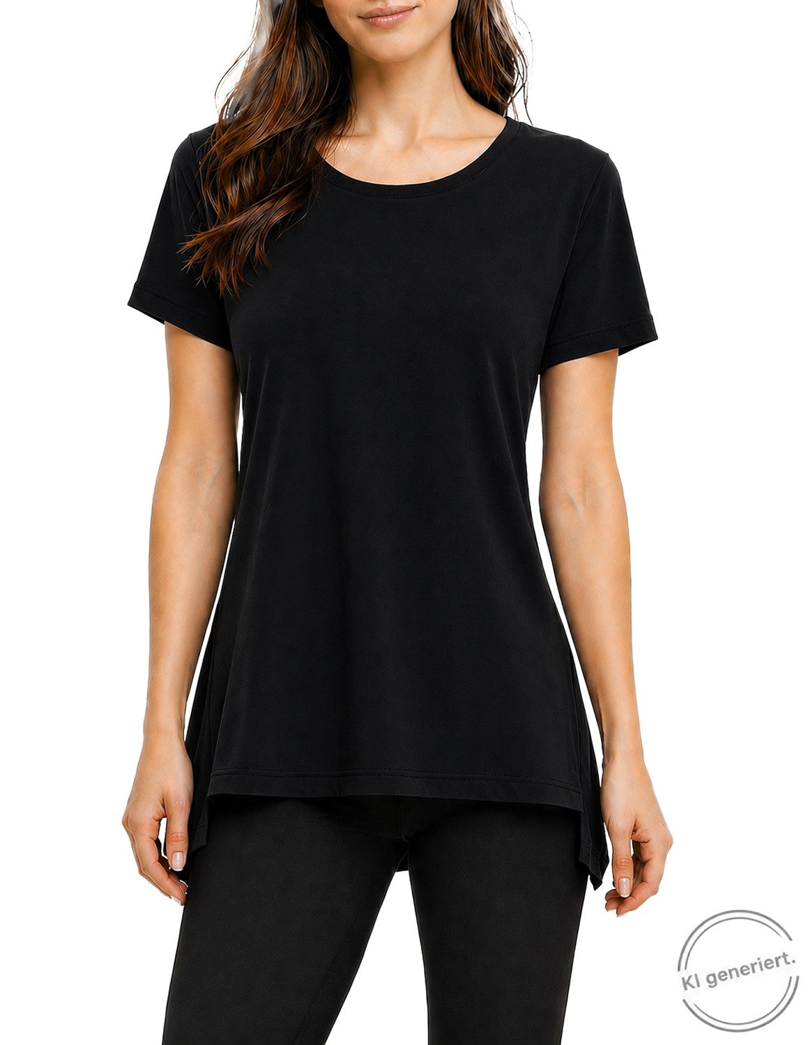 Vishes Zipfelshirt Kurzarm Zipfeltop Damen Asymmetrisch Unifarben Jersey Baumwolle Alternative Mode, Boho, Hippie, Ethno, Festival