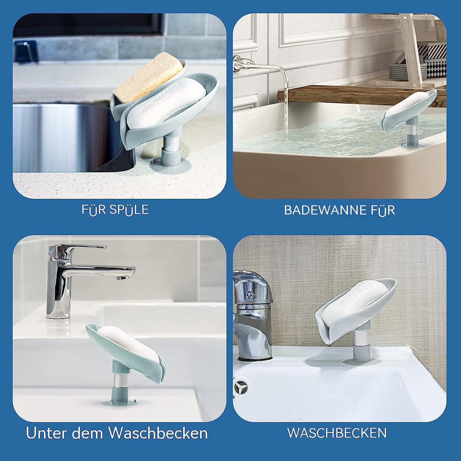TUABUR für Seifenhalter selbstentleerend Blatt-Seifenhalter, 1-St. Dusche/Bad/Küche, 2er-Pack