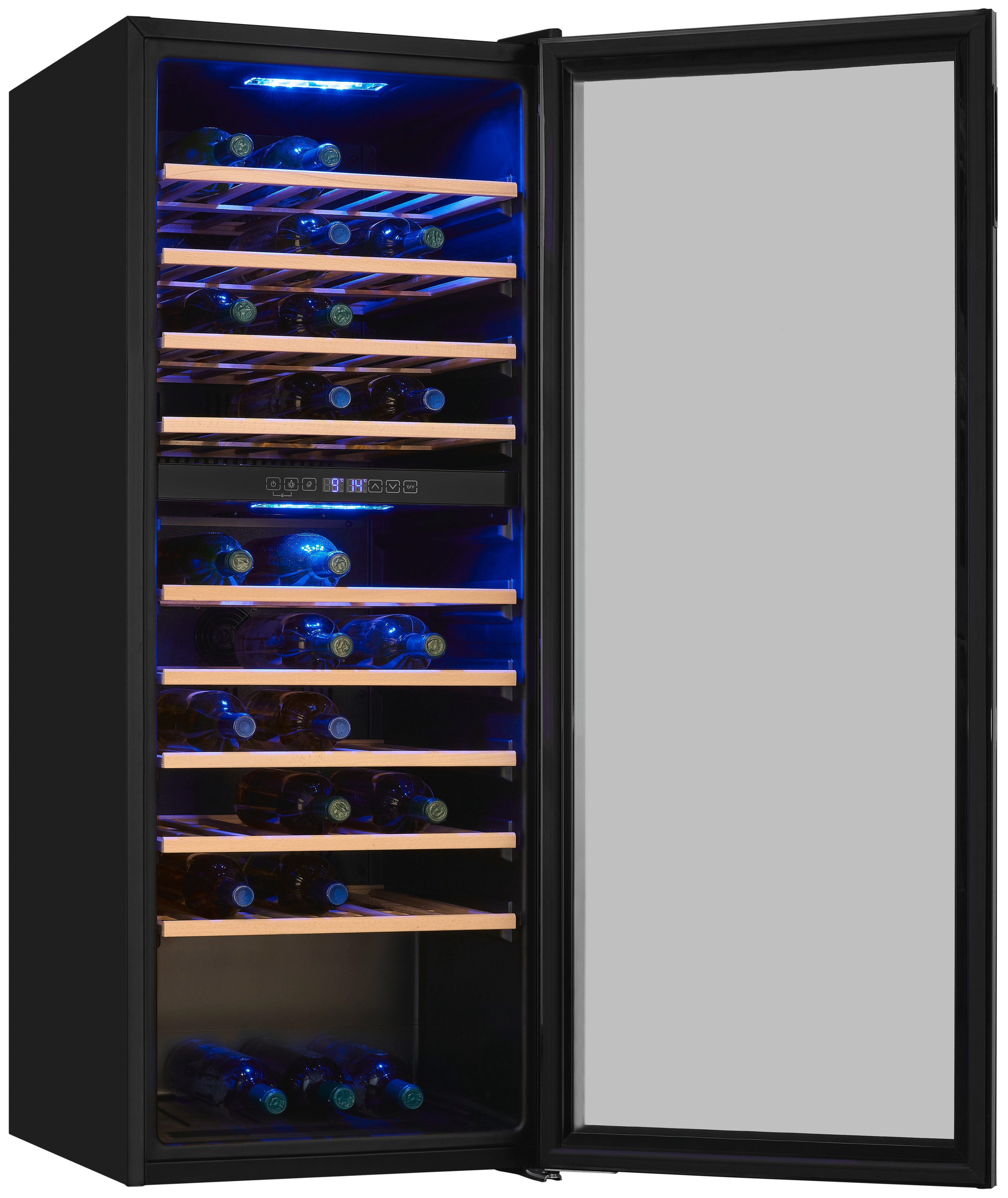 exquisit Weinkühlschrank WS2-78-GTE-160G, für 78 Standardflaschen á 0,75l,Für Weinliebhaber - stilvoll & perfekt temperiert für 78 Flaschen