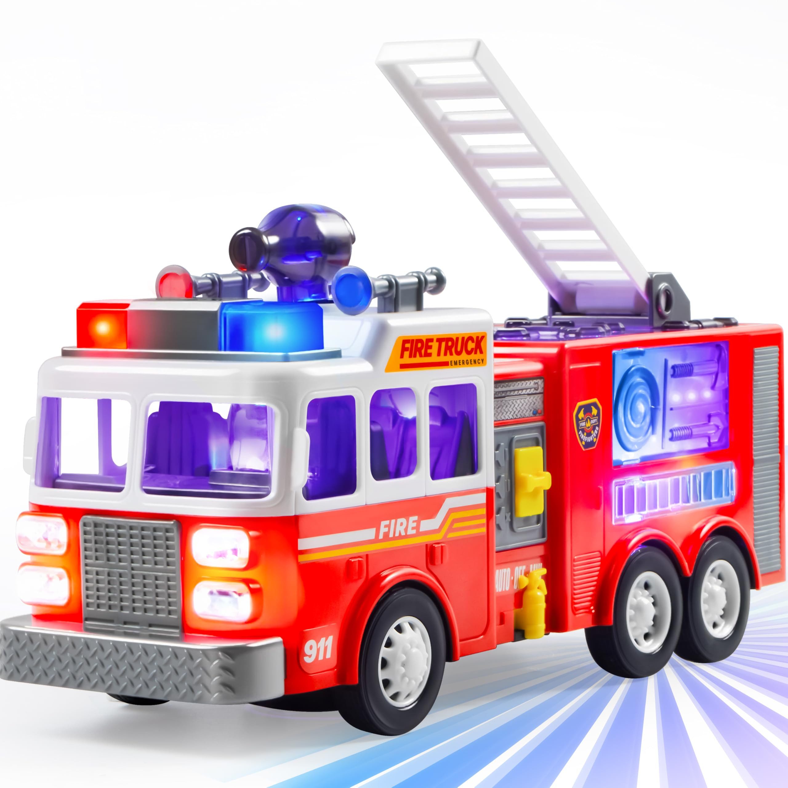 JOYIN Spielzeug-Feuerwehr JOYIN LED Fire Truck Toy for Toddlers 3-5 – Projection, Siren