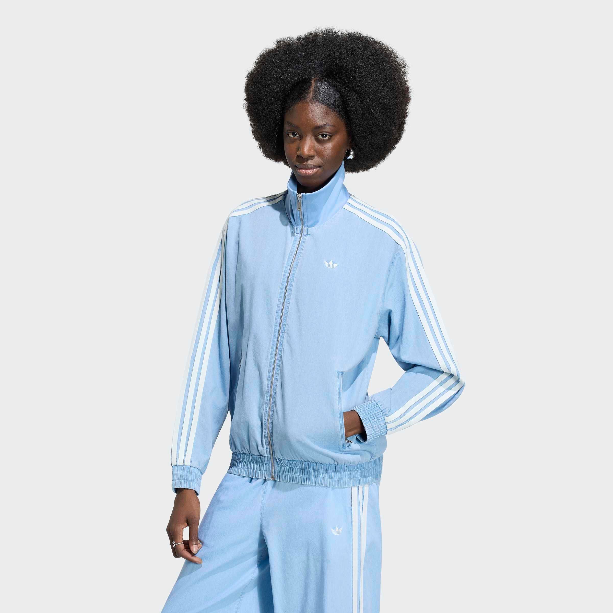adidas Originals Outdoorjacke ADIDAS ORIGINALS SUMMER GLOW LIGHT DENIM FIREBIRD TRACK für Erwachsene, mit Reißverschluss, aus Baumwolle