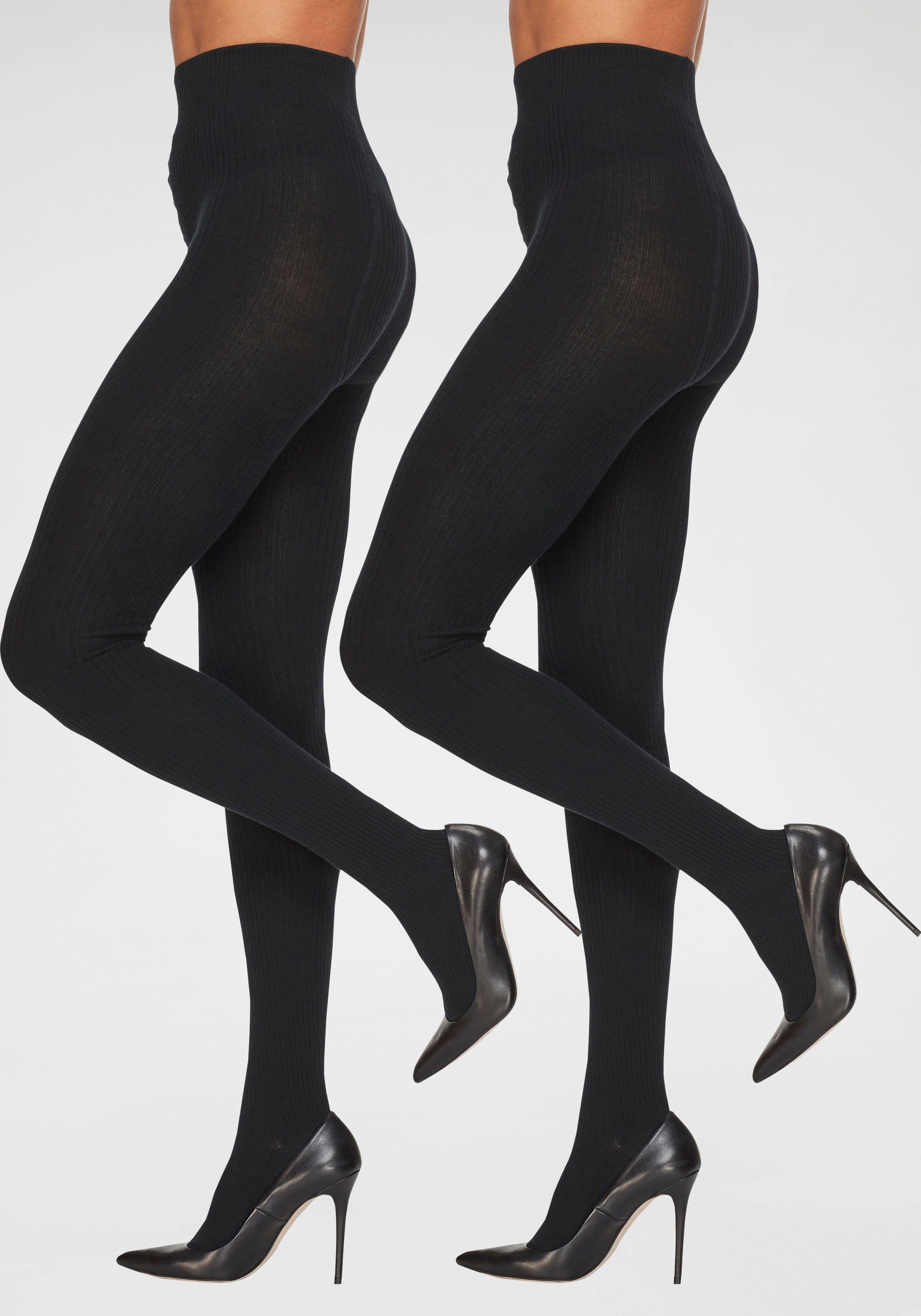 Lavana Strickstrumpfhose, (2 St.), in modischem Ripp-Strick günstig online kaufen