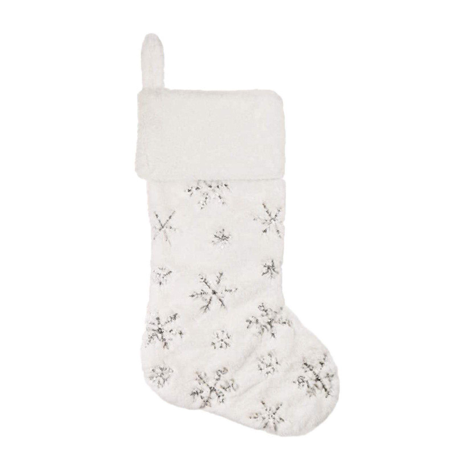 Geschenksocken Rutaqian Silber Socken Stickerei Schneeflocken Plüsch 1pc Weihnachtssocken