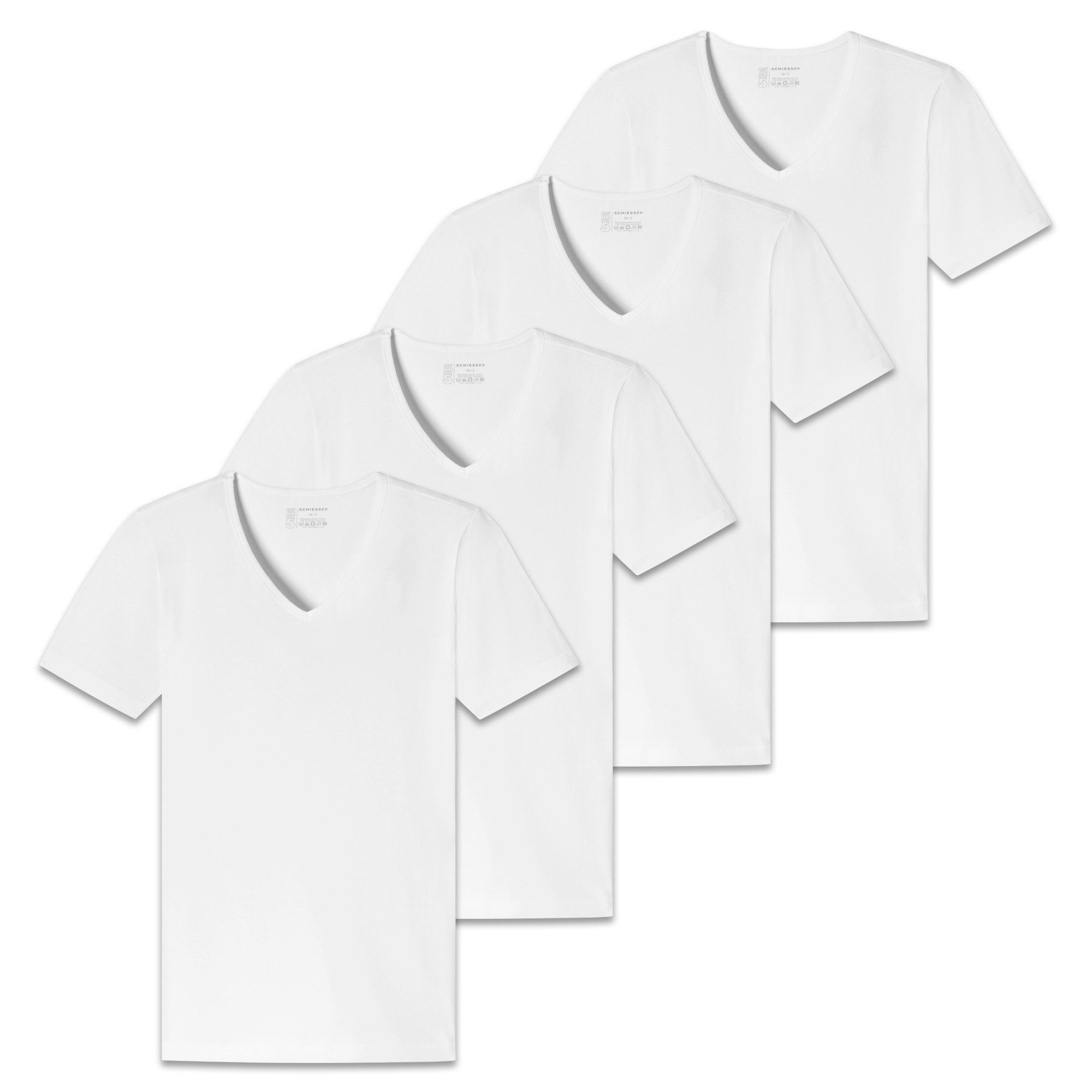 Schiesser T-Shirt Herren T-Shirt 4er Pack Baumwolle 2PACK T-shirt (Packung, 4er Pack)