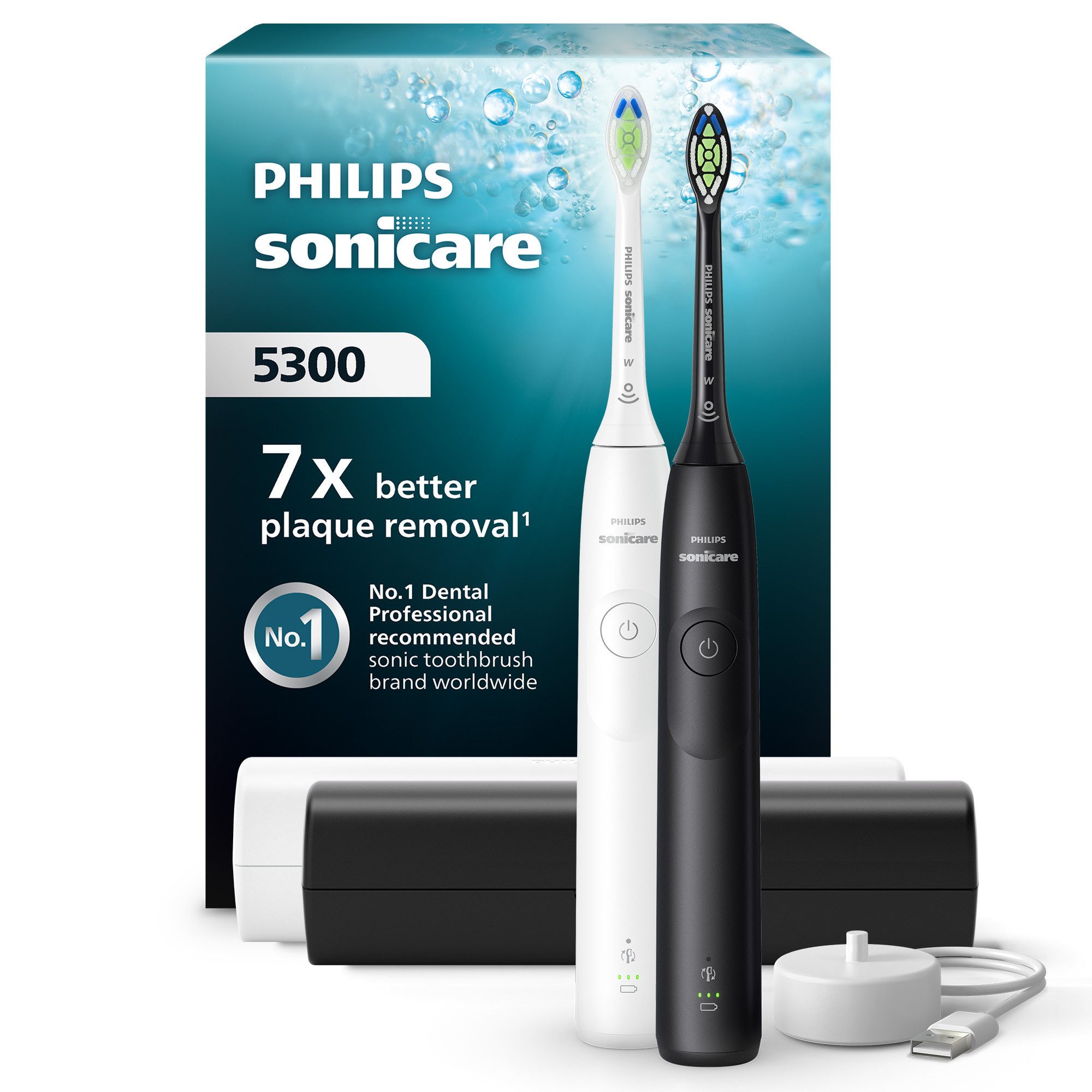 Philips Sonicare Elektrische Zahnbürste Series 5300 HX7109/01, Щетки: 1 St., mit Andruckkontrolle, 2 Intensitätsstufen, inkl. Ladegerät