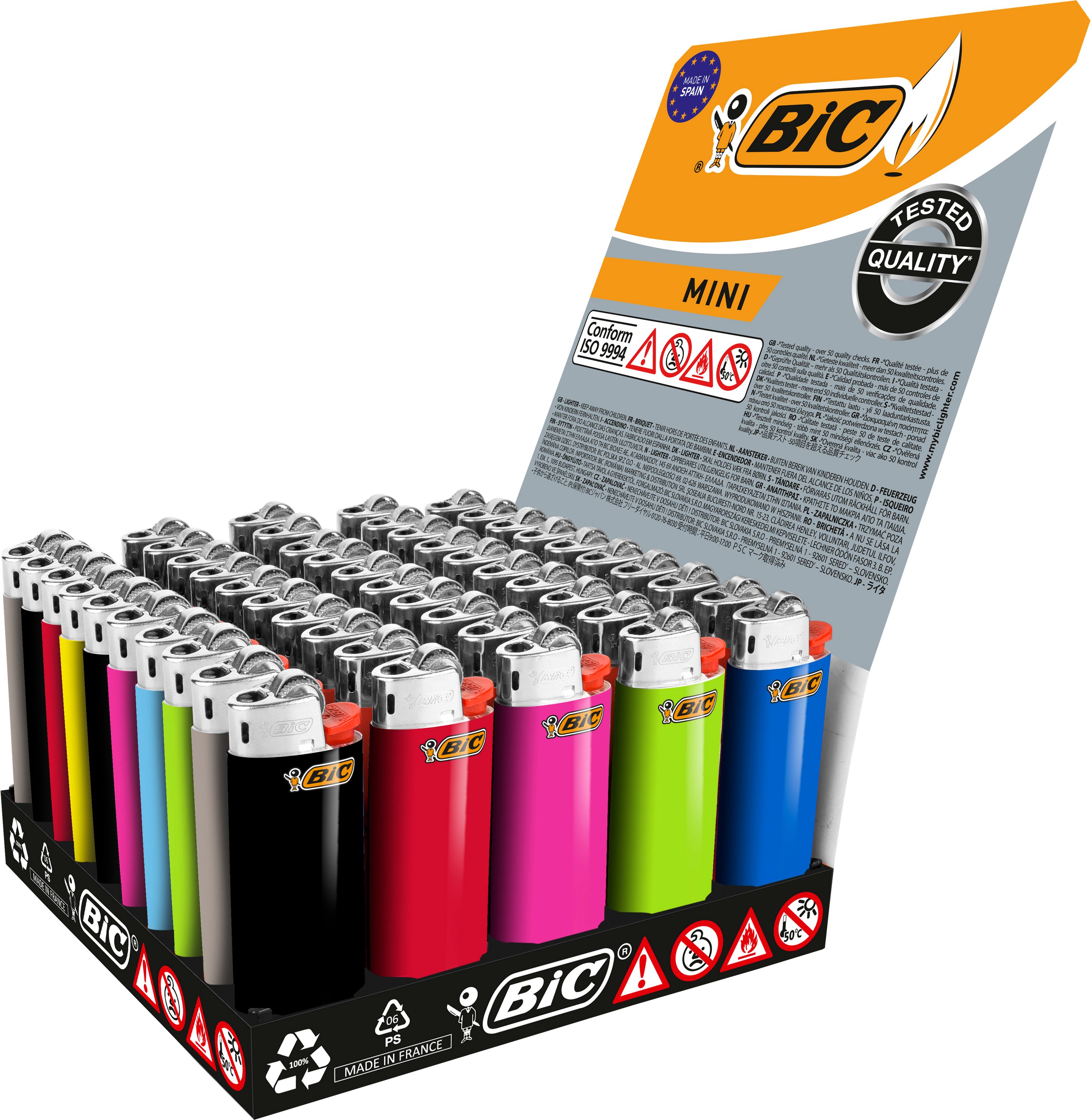 Tray, 50 BIC 50er Feuerzeuge Mini Feuerzeuge Standard im BIC Display (50-St) Feuerzeuge J25