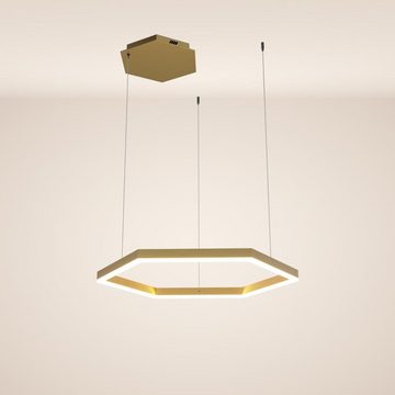 s.luce Pendelleuchte Hexa eckige LED-Pendelleuchte Esstisch Direkt oder Indirekt Gold, Warmweiß