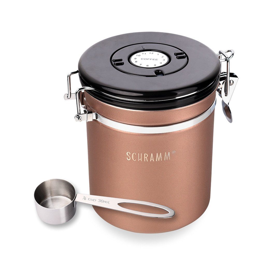 Schramm Kaffeedose Schramm® Kaffeedose 1500 ml in 10 Farben mit Dosierlöffel Höhe: 15cm Kaffeedosen Kaffeebehälter aus Edelstahl bronze