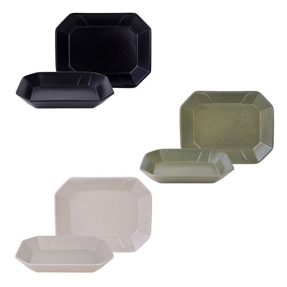 CreaTable Servierschale Box, Steinzeug, (Set, 2-tlg), Snackschale,  Topaktueller „Streat Food“ Trend, schwarz