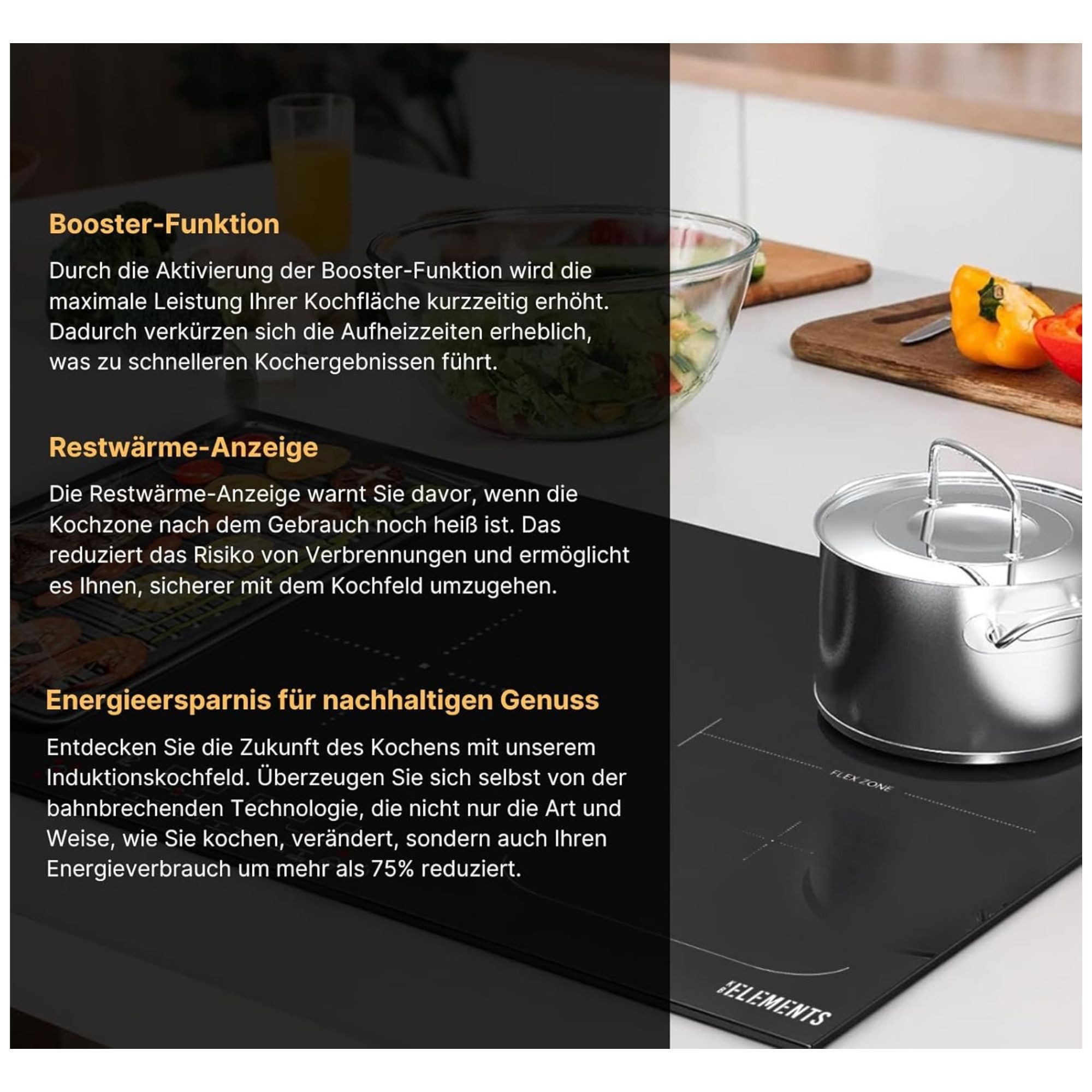 KB Elements Induktions-Kochfeld ELK106PF, Doppelte Flexzone, Autark
