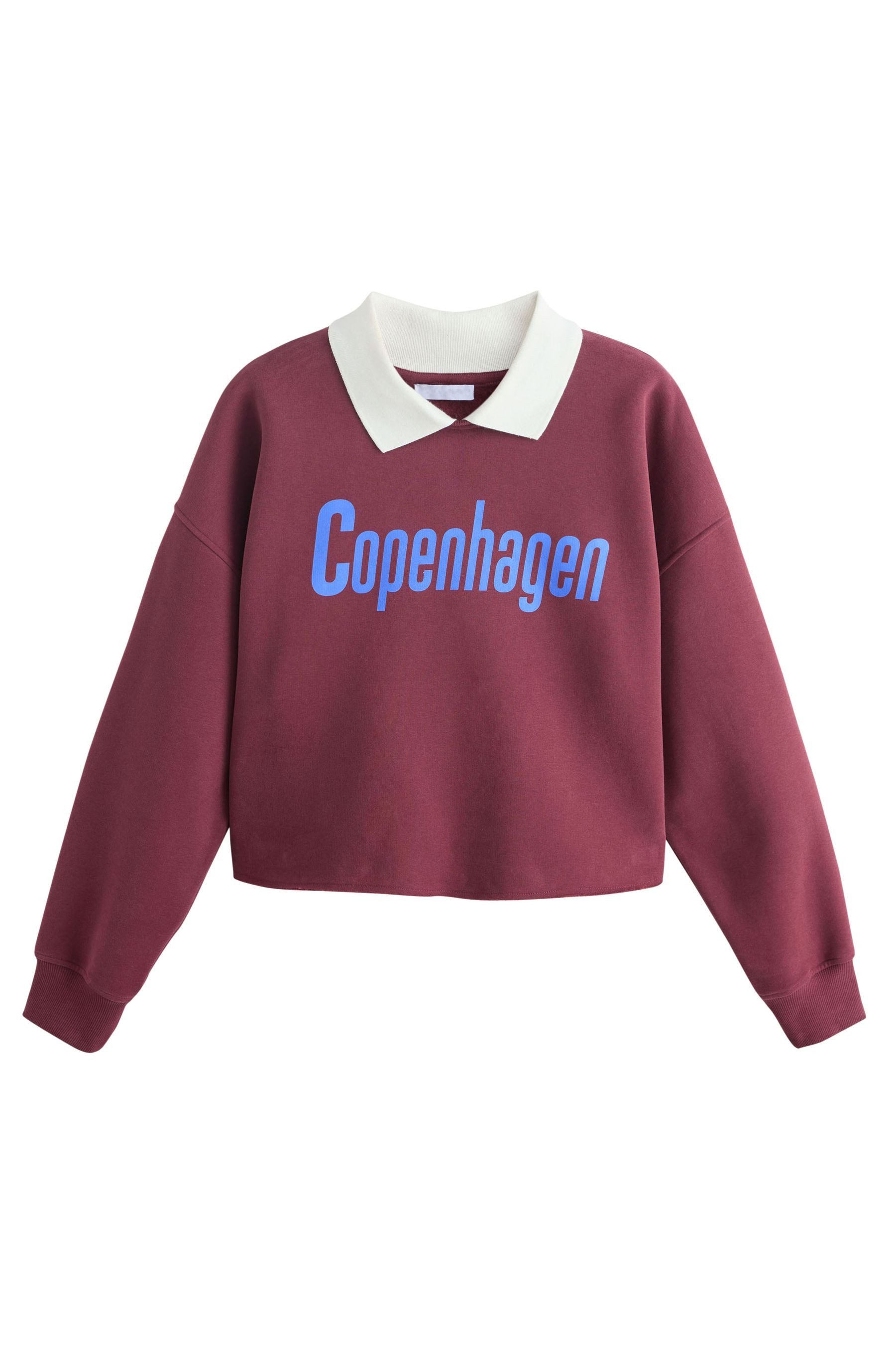 Next Sweater Verkürztes Grafik-Sweatshirt mit Kragen (1-tlg)