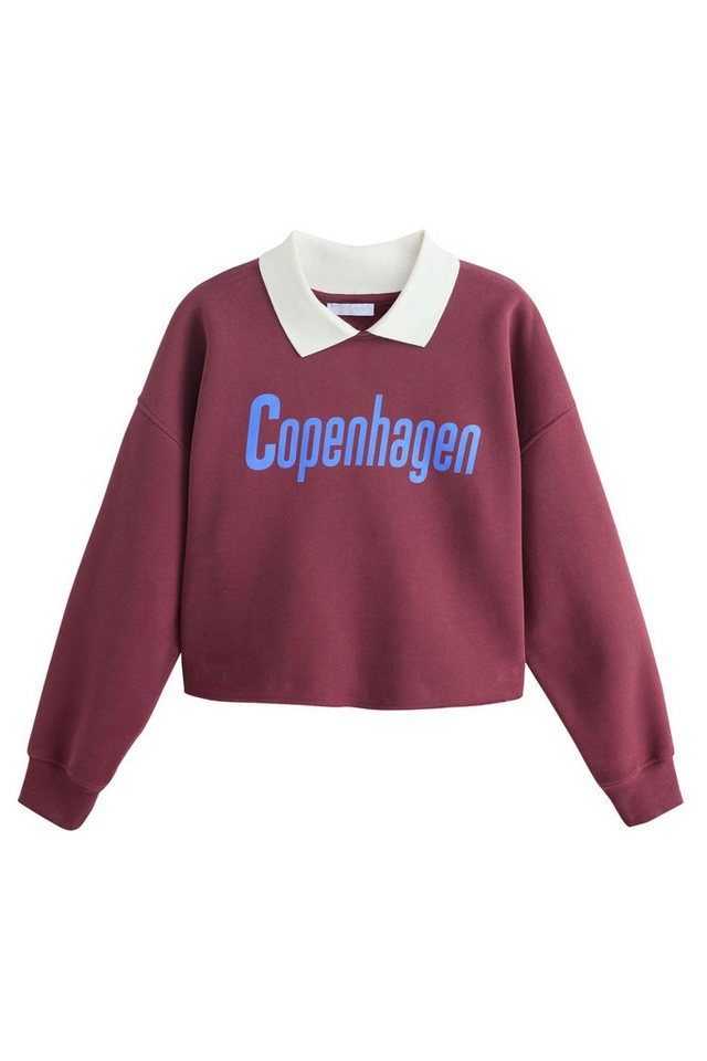 Next Sweater Verkürztes Grafik-Sweatshirt mit Kragen (1-tlg)