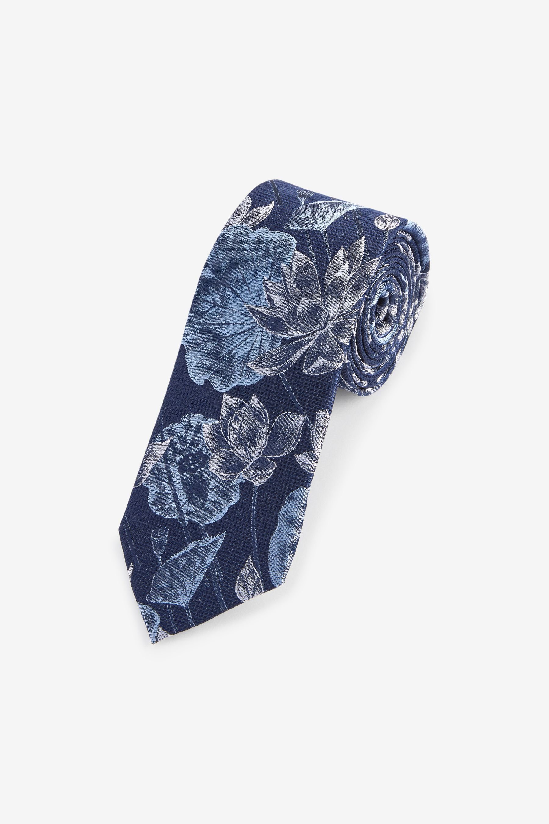 Next Krawatte Seidenkrawatte mit Blumenmuster, breit (1-St)