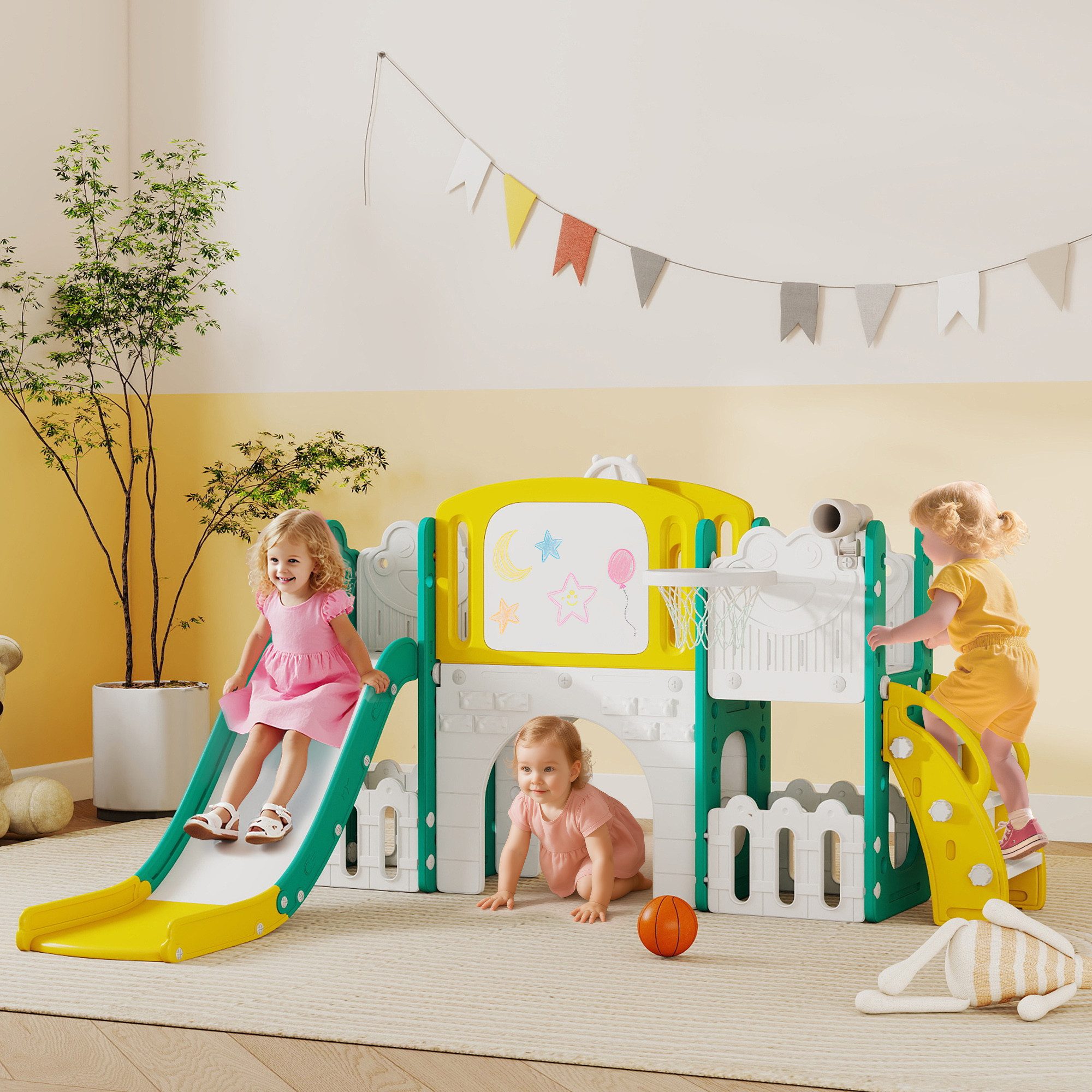 AIYAPLAY Rutsche 7 in 1 Indoor und Outdoor Babyrutsche, (Spielplatz, 1-tlg. günstig online kaufen